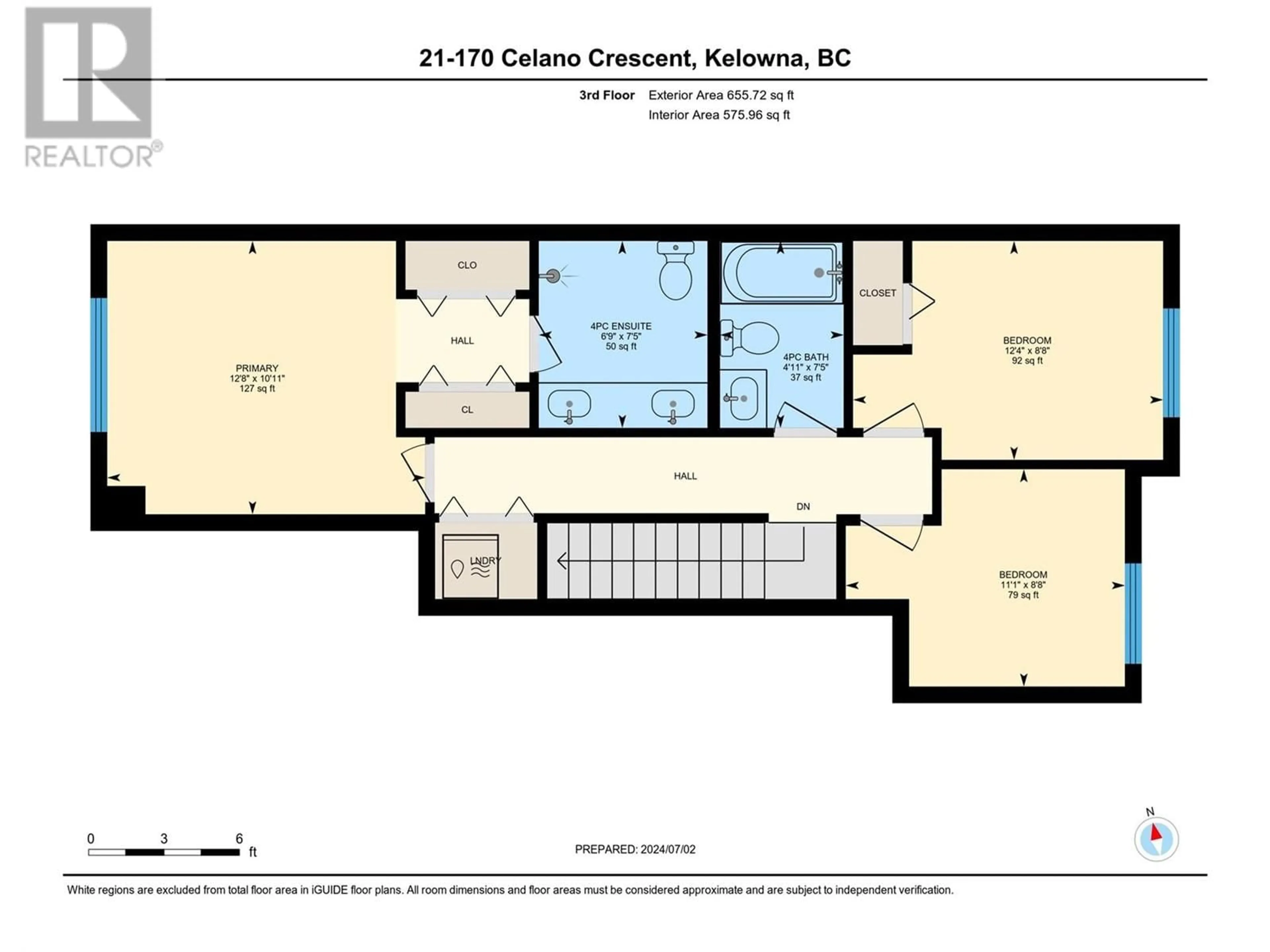 Floor plan for 170 Celano Crescent Unit# 21, Kelowna British Columbia V1V1X9