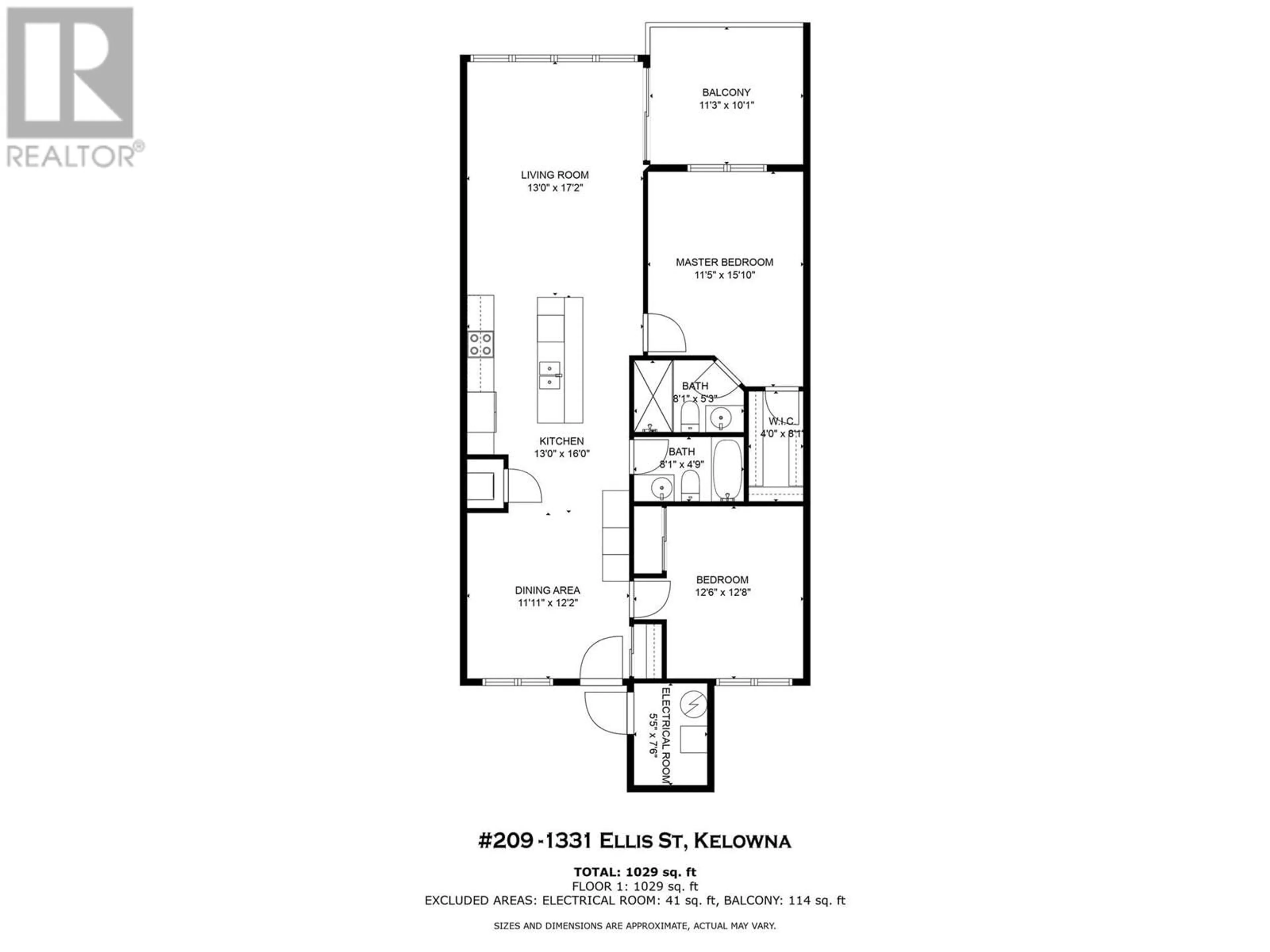 Floor plan for 1331 Ellis Street Unit# 209, Kelowna British Columbia V1Y1Z9