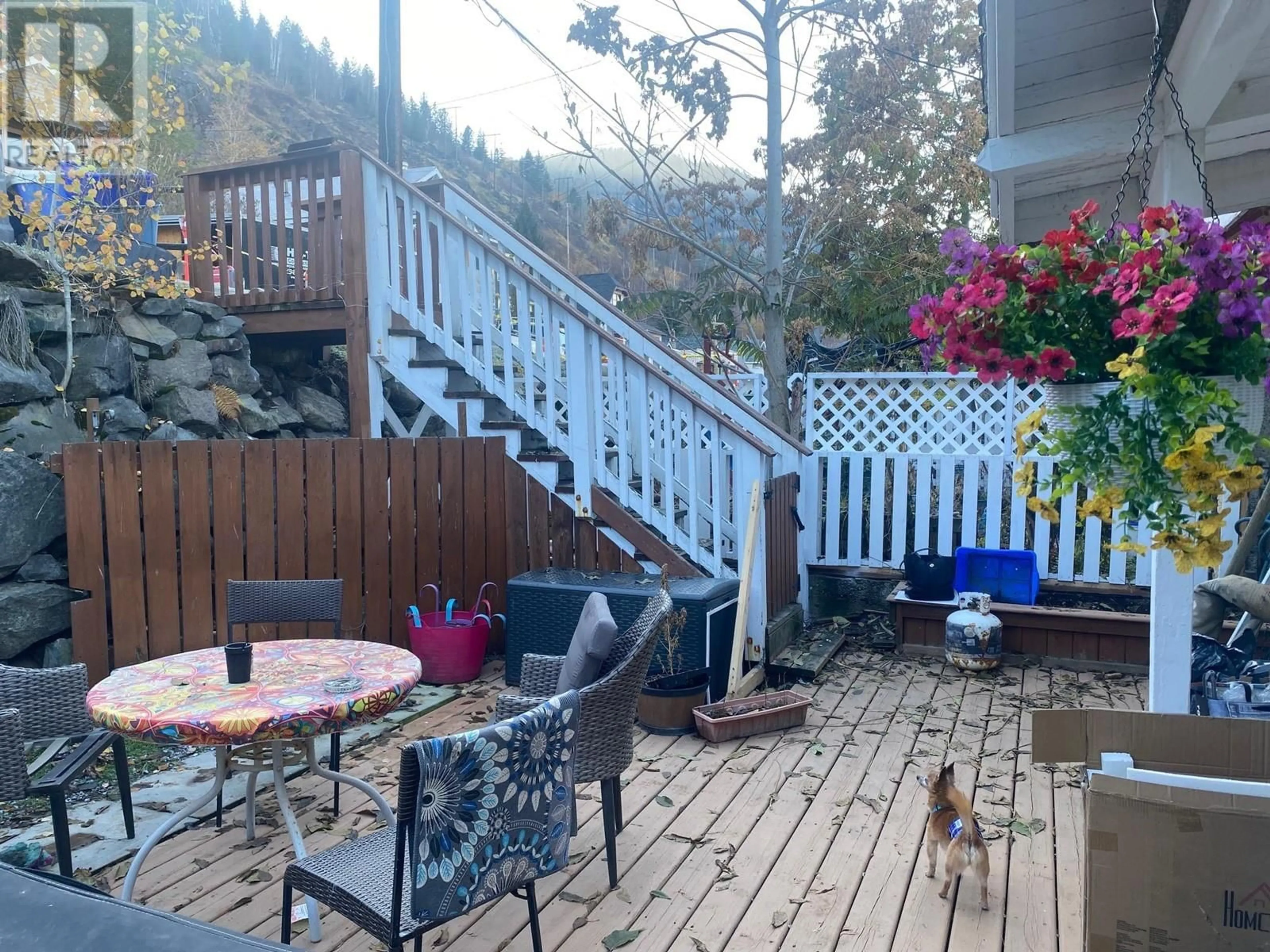 Patio, the fenced backyard for 2183 Daniel Street, Trail British Columbia V1R4H1