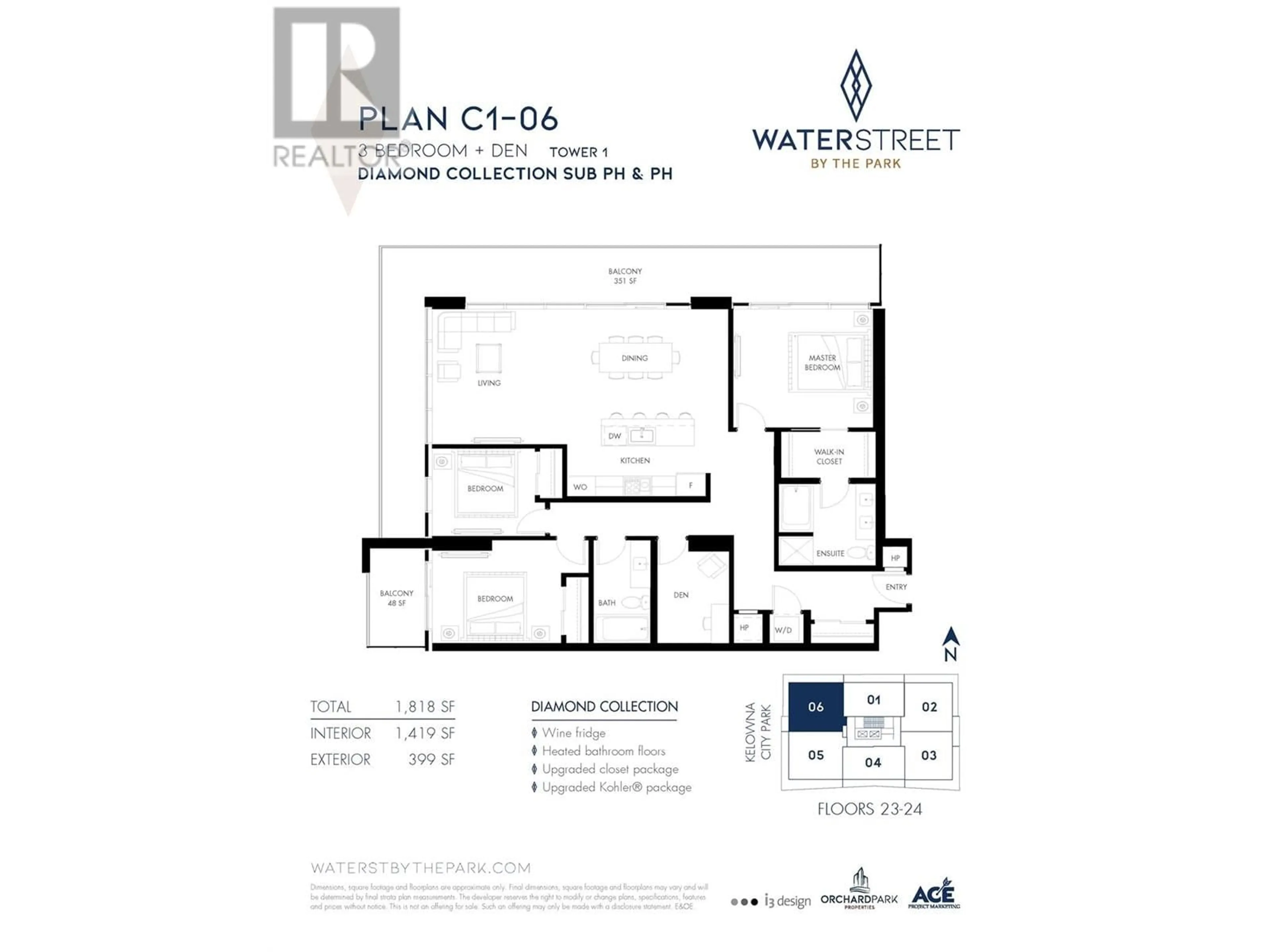 Floor plan for 2306 - 238 LEON AVENUE, Kelowna British Columbia V1Y6H9