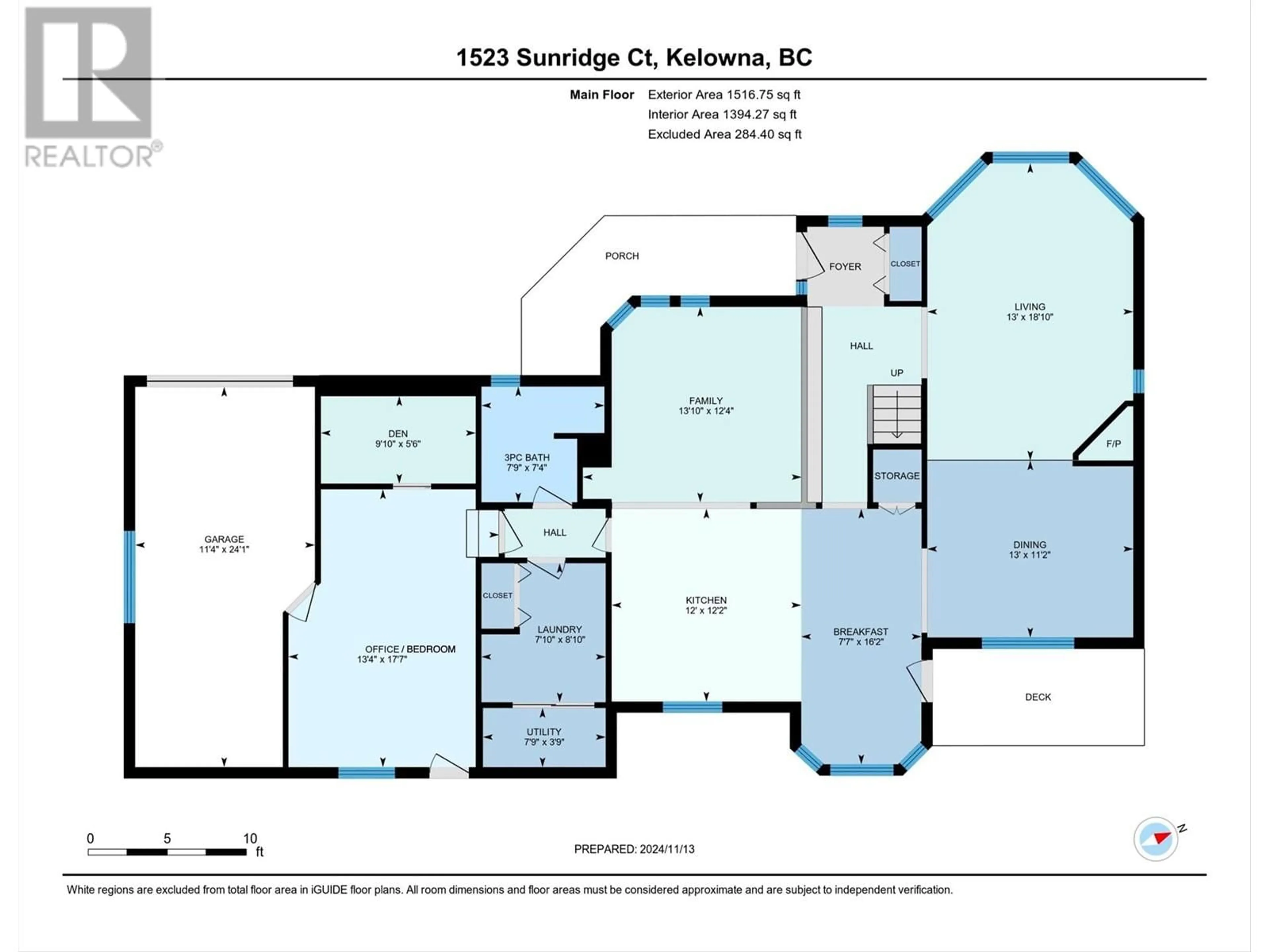 Floor plan for 1523 Sunridge Court, Kelowna British Columbia V1W2Z9