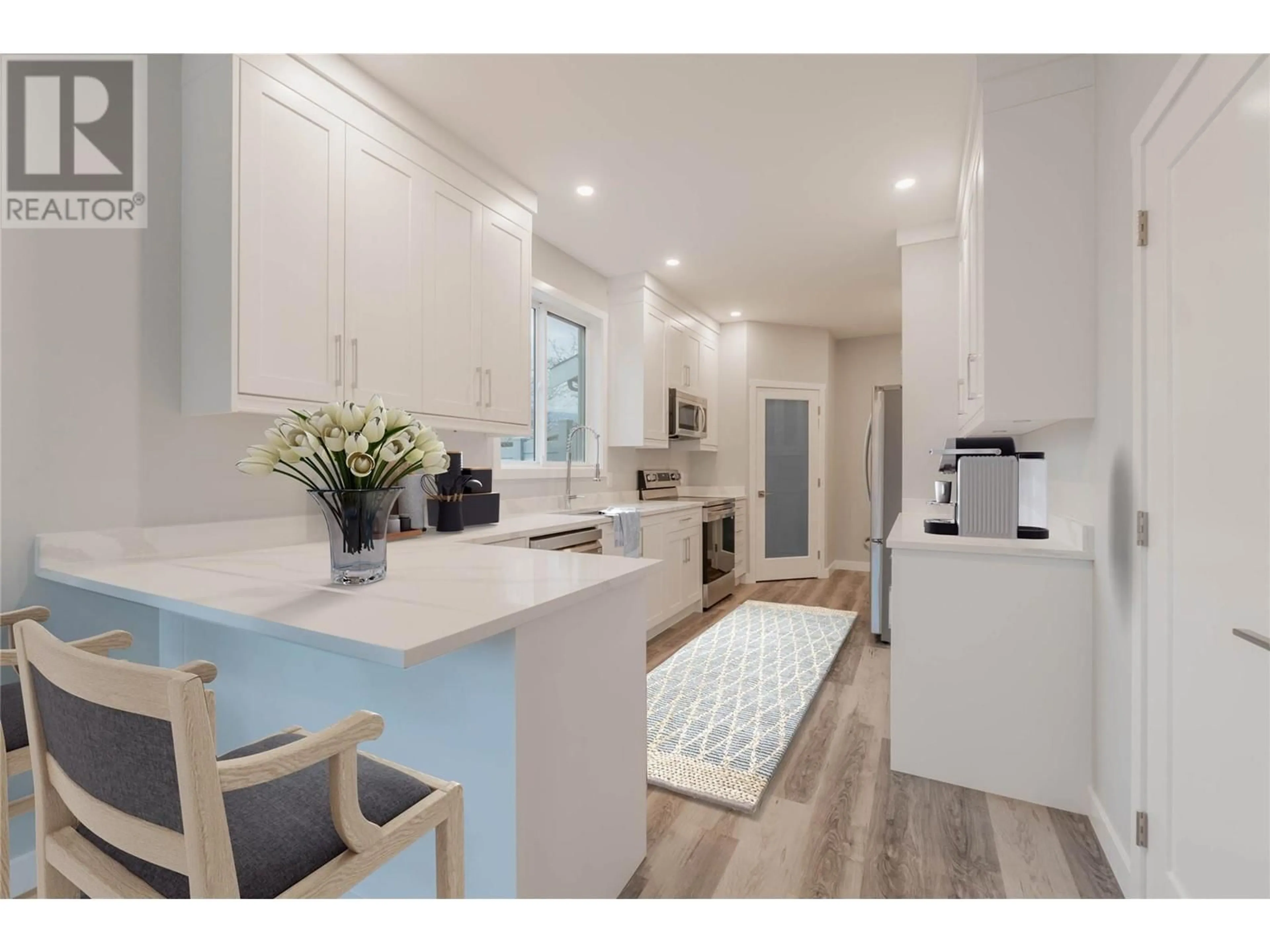 Open concept kitchen, wood/laminate floor for 103 - 5830 OKANAGAN STREET, Oliver British Columbia V0H1T9