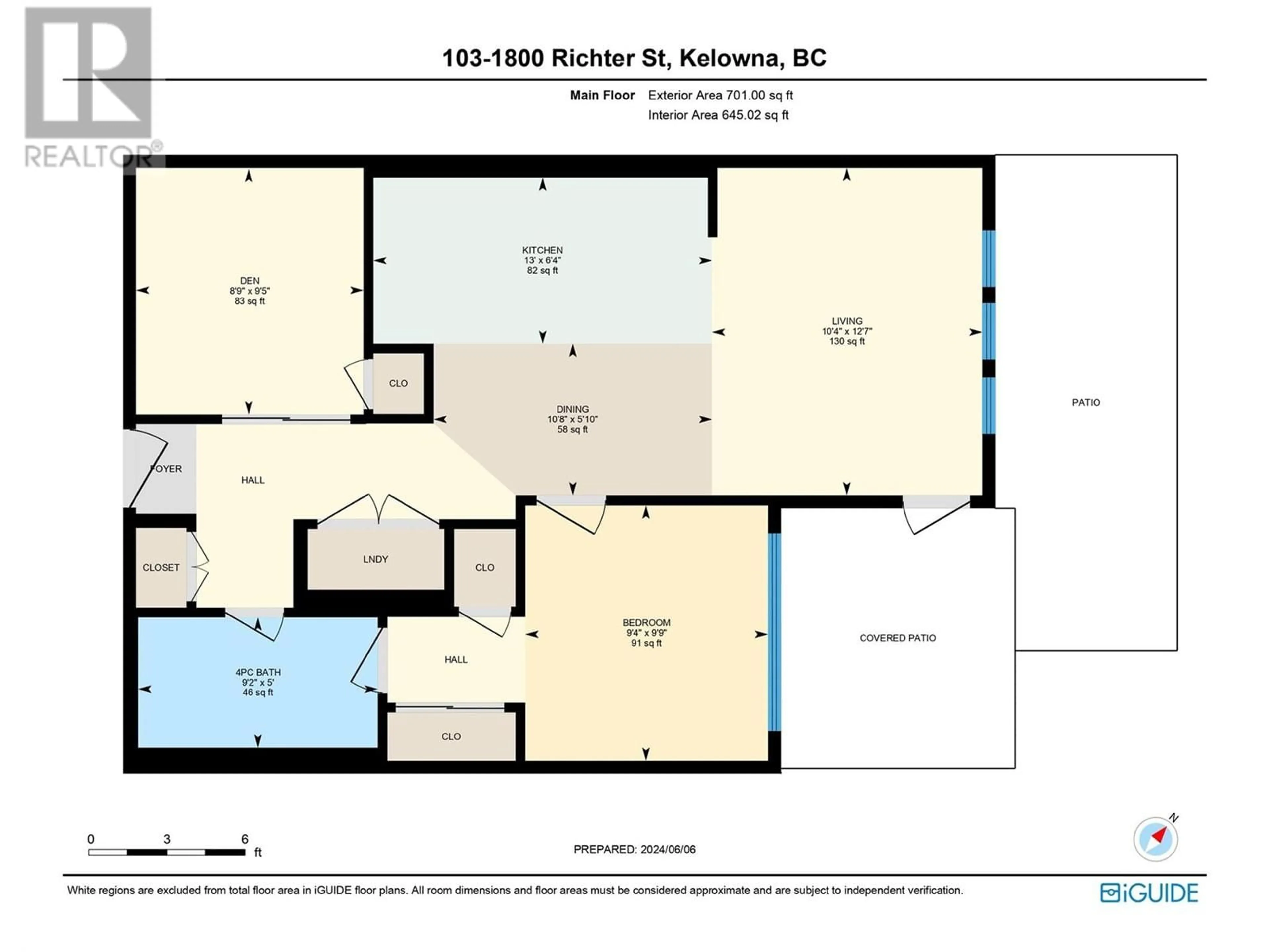 Floor plan for 1800 Richter Street Unit# 103, Kelowna British Columbia V1Y0G9