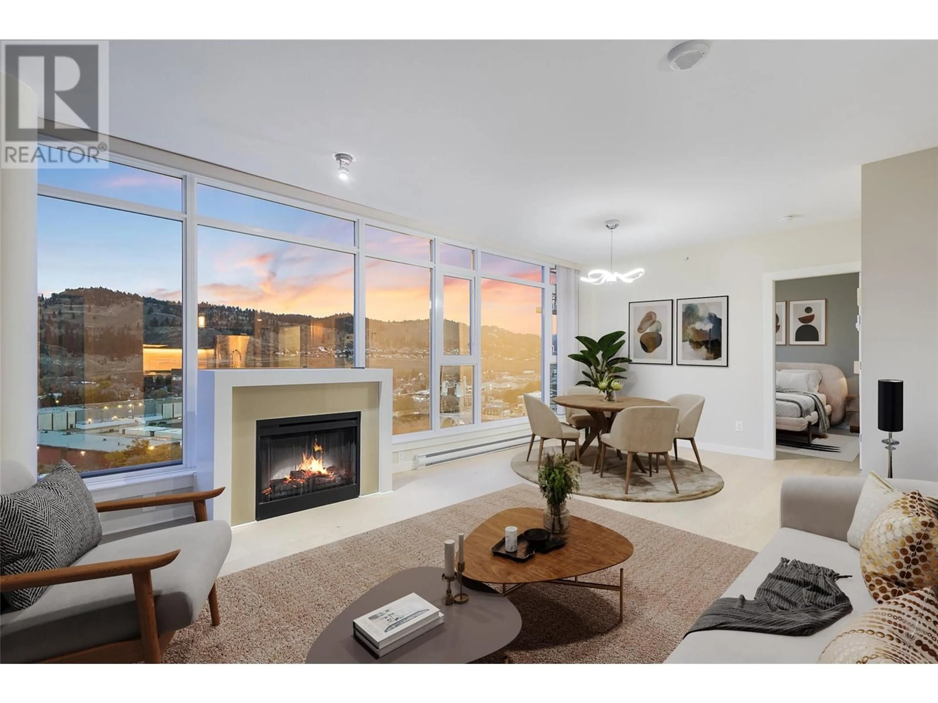 Living room, wood floors for 1075 Sunset Drive Unit# 1502, Kelowna British Columbia V1Y9Y9