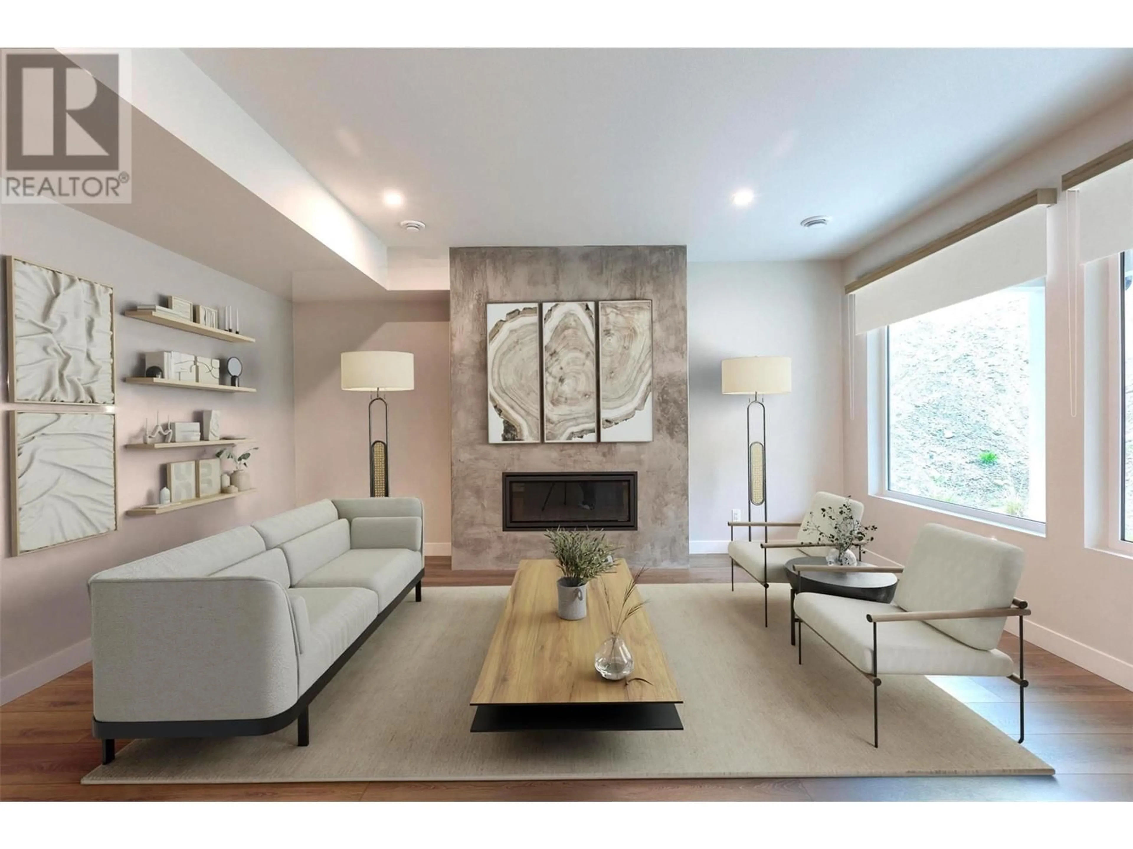 Living room, wood floors for 1917 Northern Flicker Court, Kelowna British Columbia V1V0G3