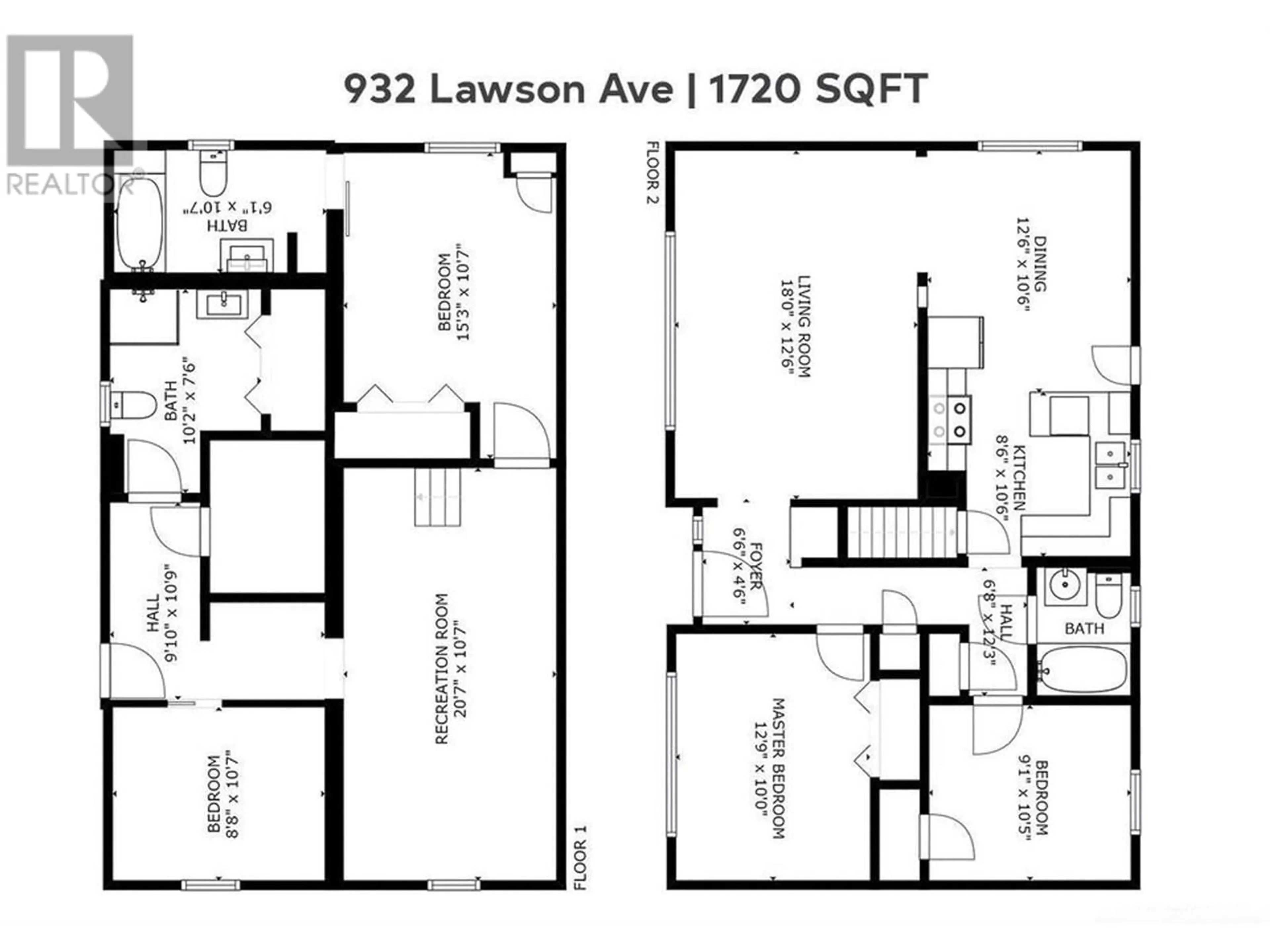 Floor plan for 930-932 Lawson Avenue, Kelowna British Columbia V1Y6T1