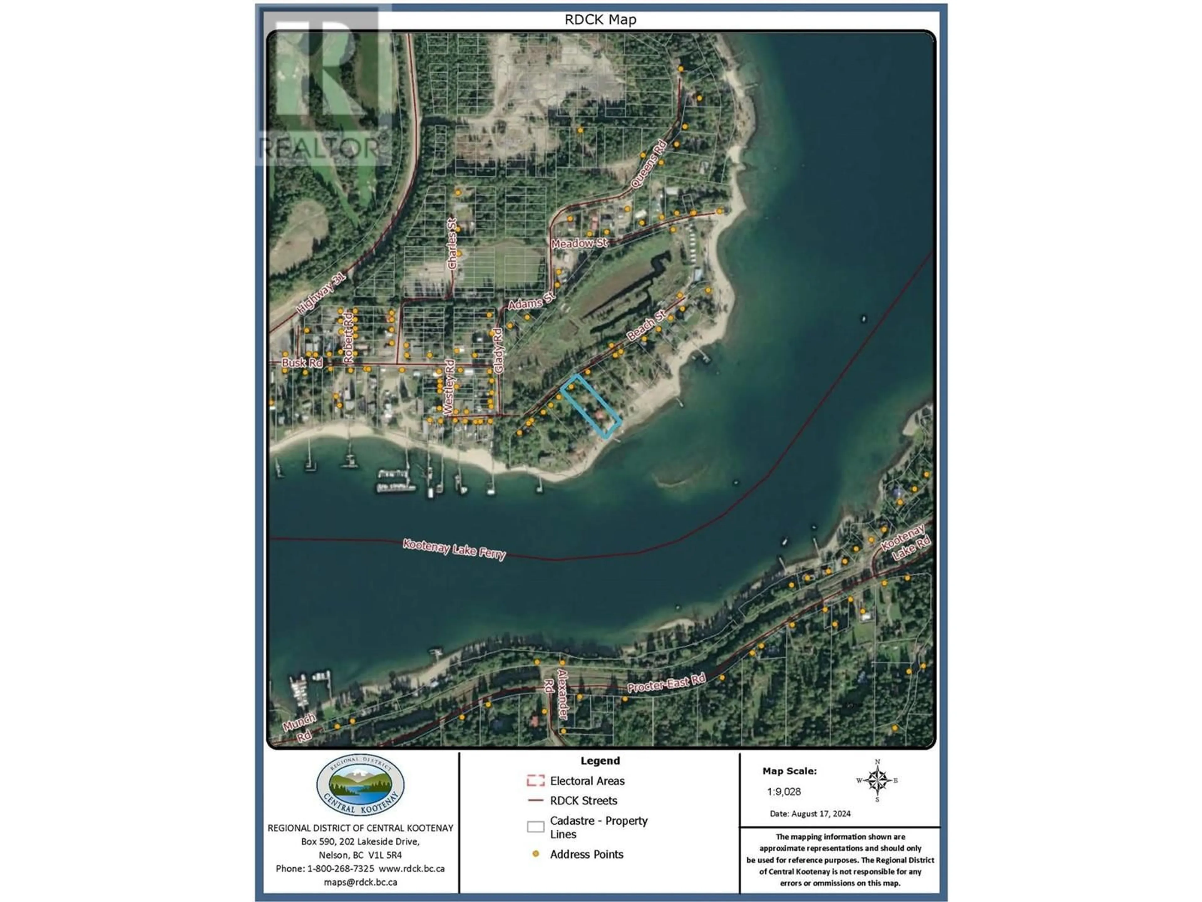 Picture of a map for 8712 BEACH Street, Balfour British Columbia V0G1C0