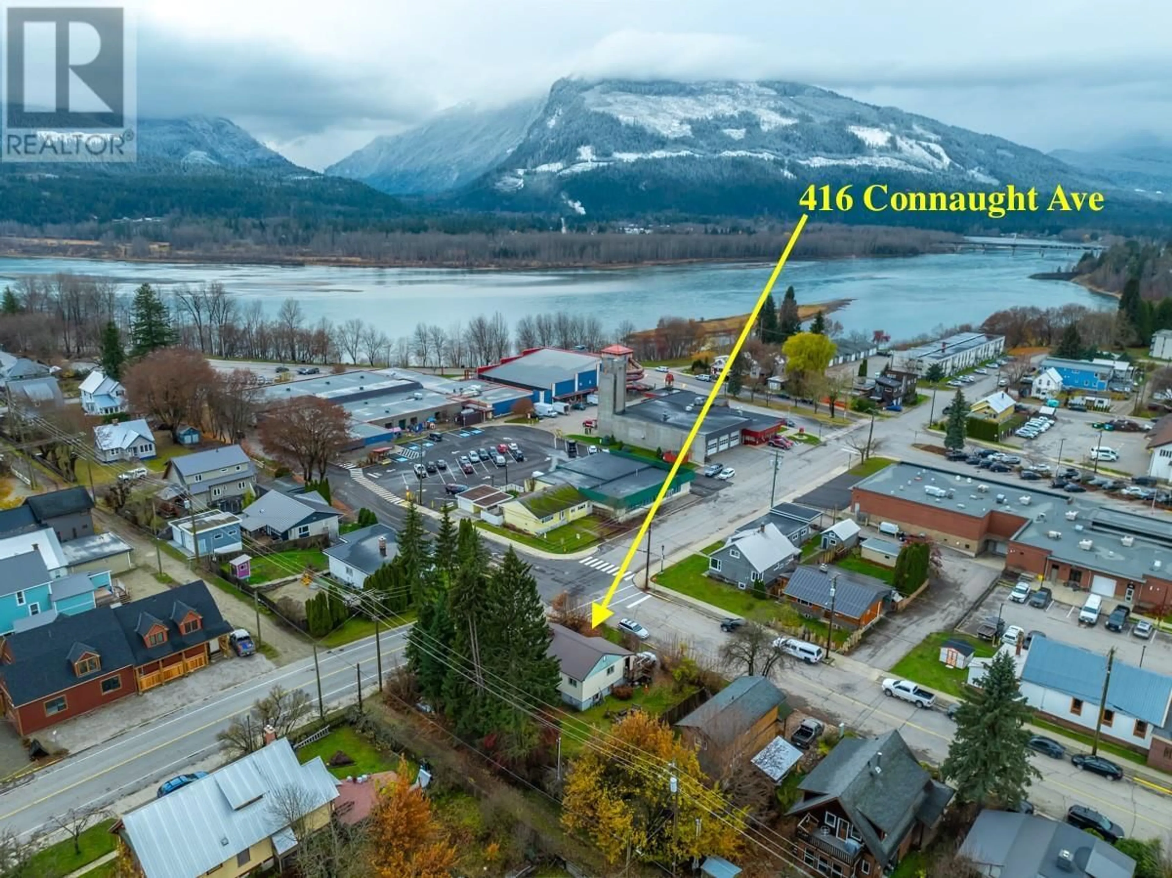 A pic from exterior of the house or condo, the street view for 416 Connaught Avenue, Revelstoke British Columbia V0E2S0