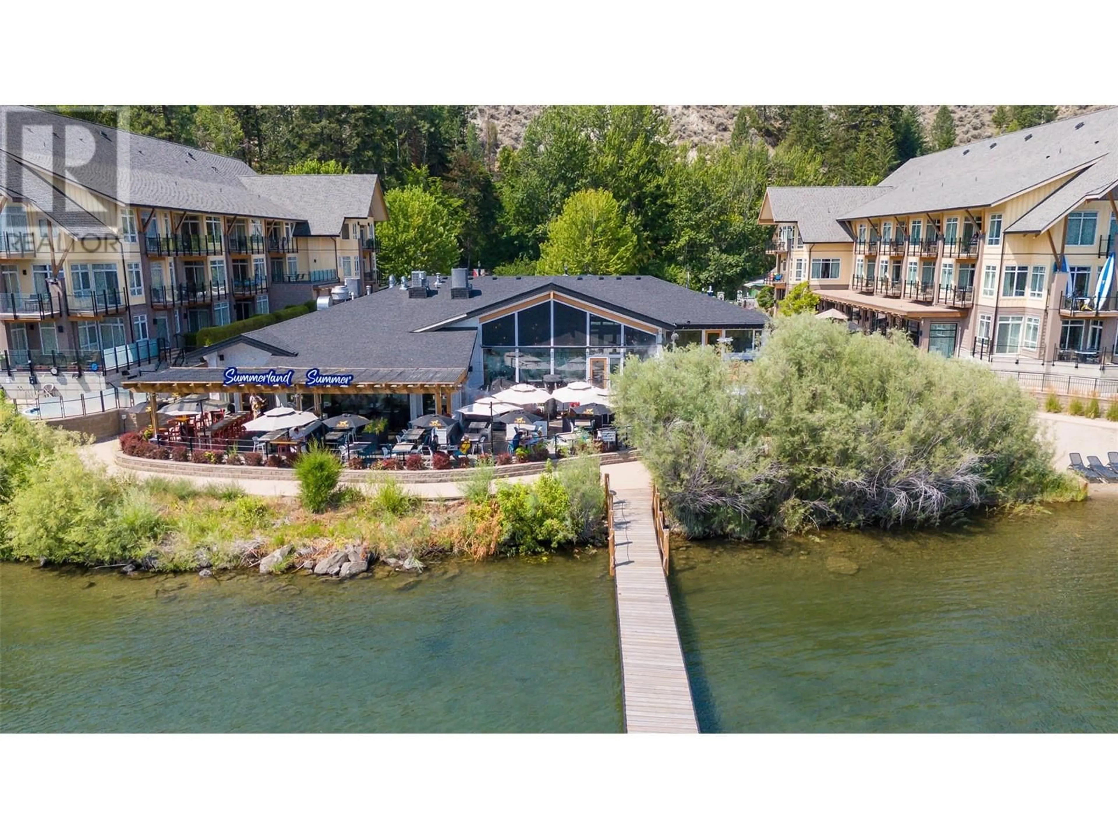 A pic from outside/outdoor area/front of a property/back of a property/a pic from drone, water/lake/river/ocean view for 13011 Lakeshore Drive S Unit# 119, Summerland British Columbia V0H1Z1