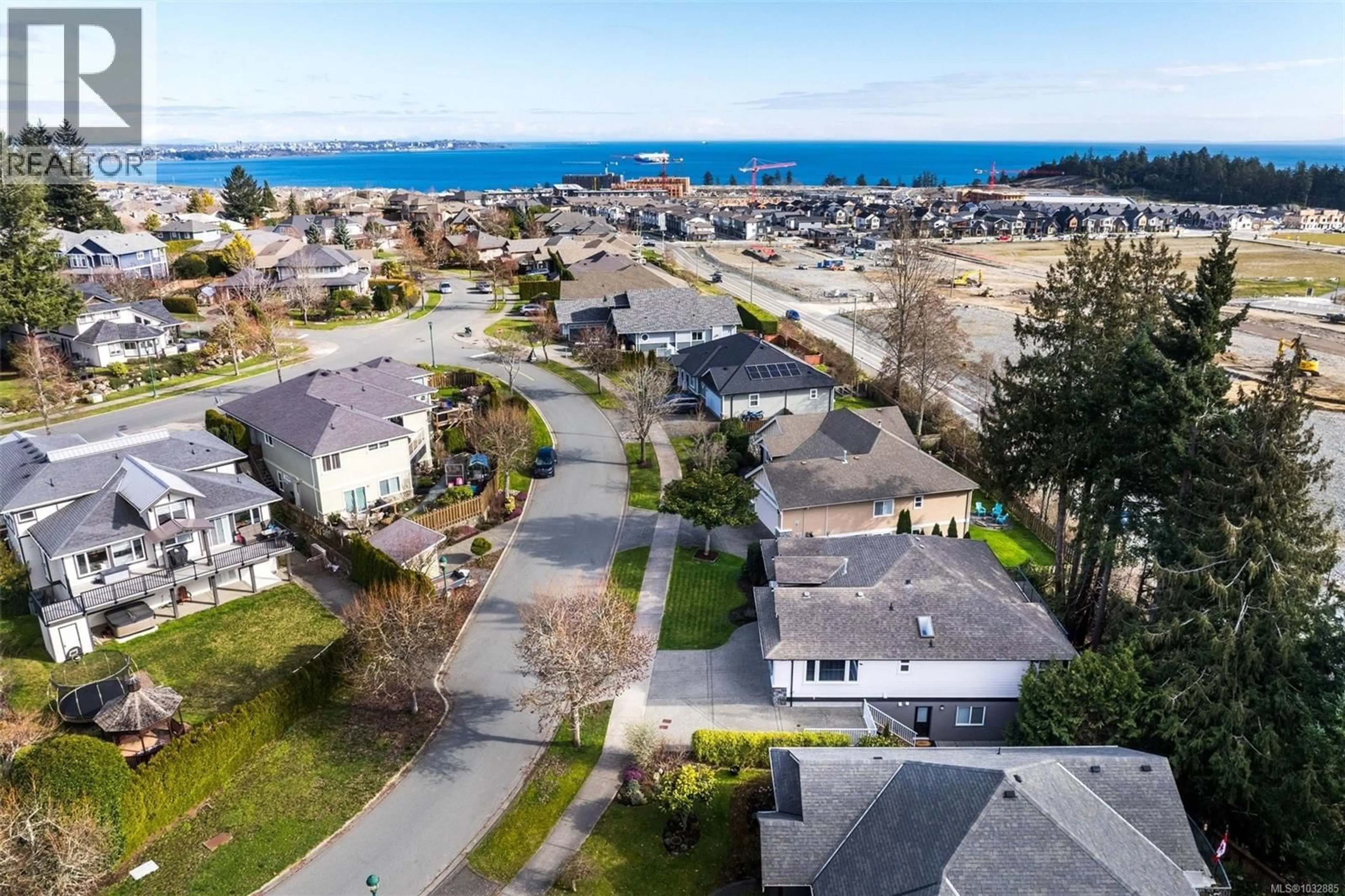 A pic from outside/outdoor area/front of a property/back of a property/a pic from drone, water/lake/river/ocean view for 485 OUTRIGGER LOOP, Colwood British Columbia V9C4L1