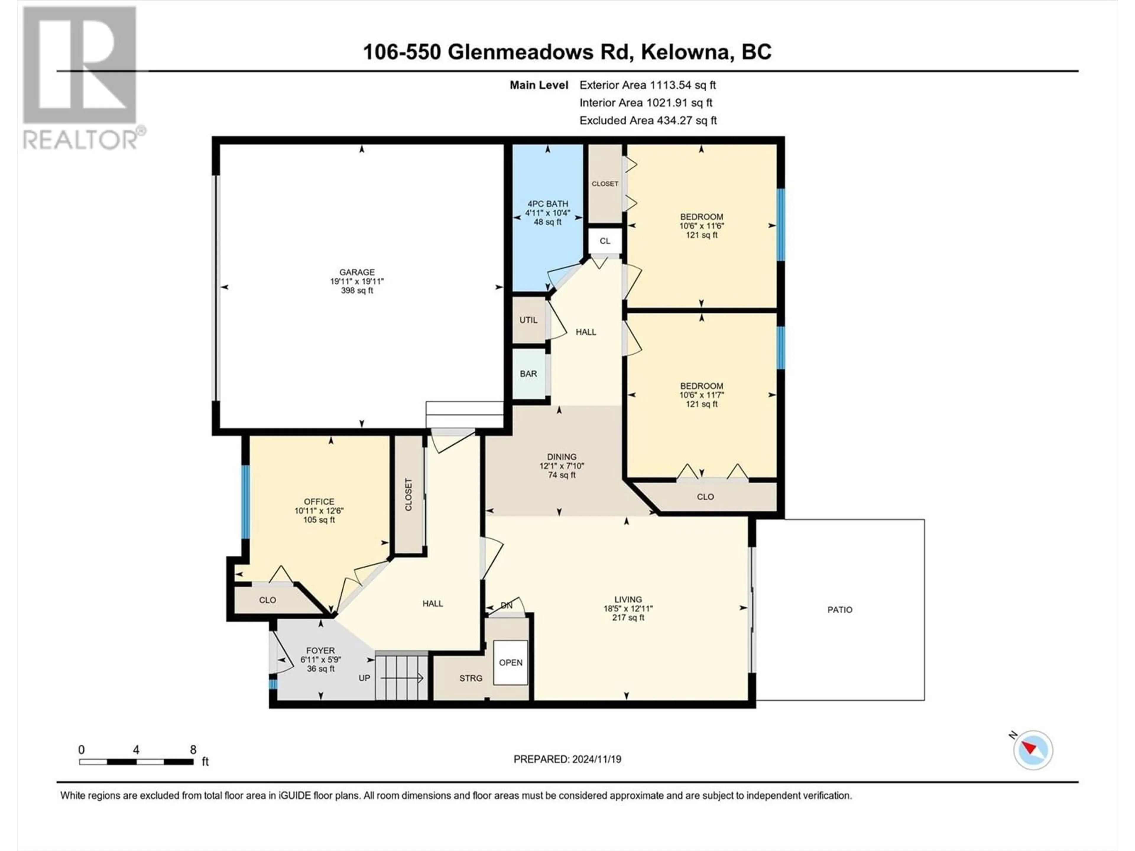 Floor plan for 550 Glenmeadows Road Unit# 106, Kelowna British Columbia V1V2V2