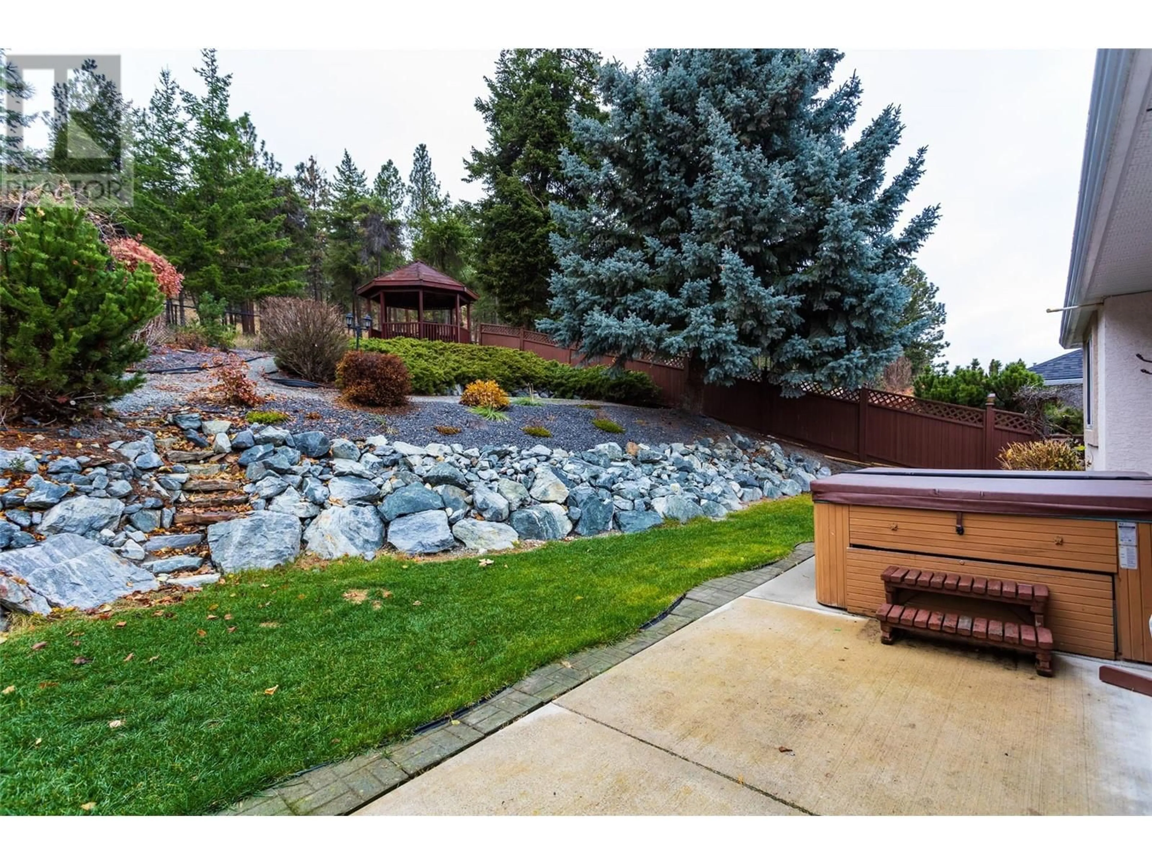 Patio, the fenced backyard for 344 Woodpark Crescent Lot# 10, Kelowna British Columbia V1V2L4