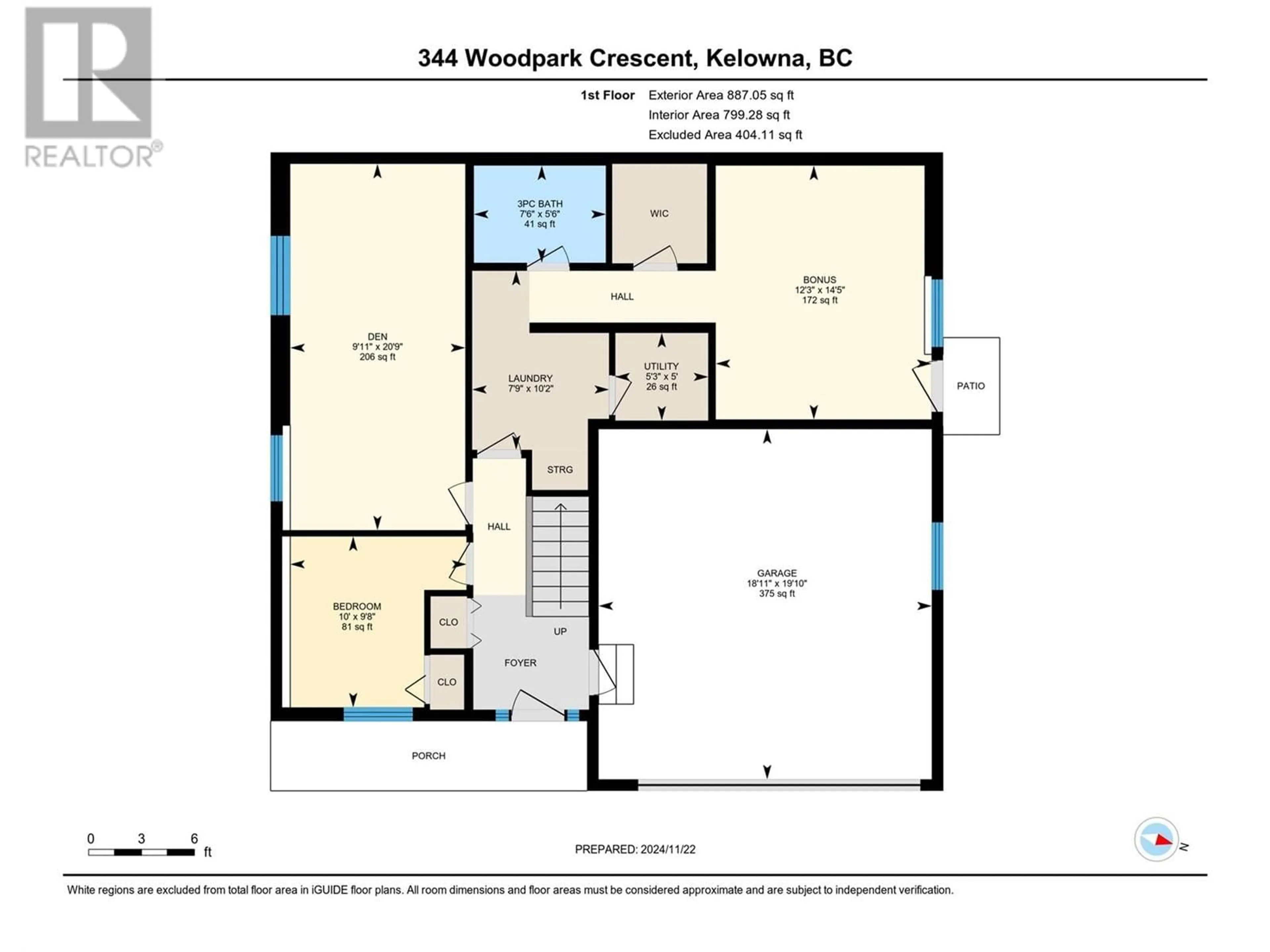 Floor plan for 344 Woodpark Crescent Lot# 10, Kelowna British Columbia V1V2L4