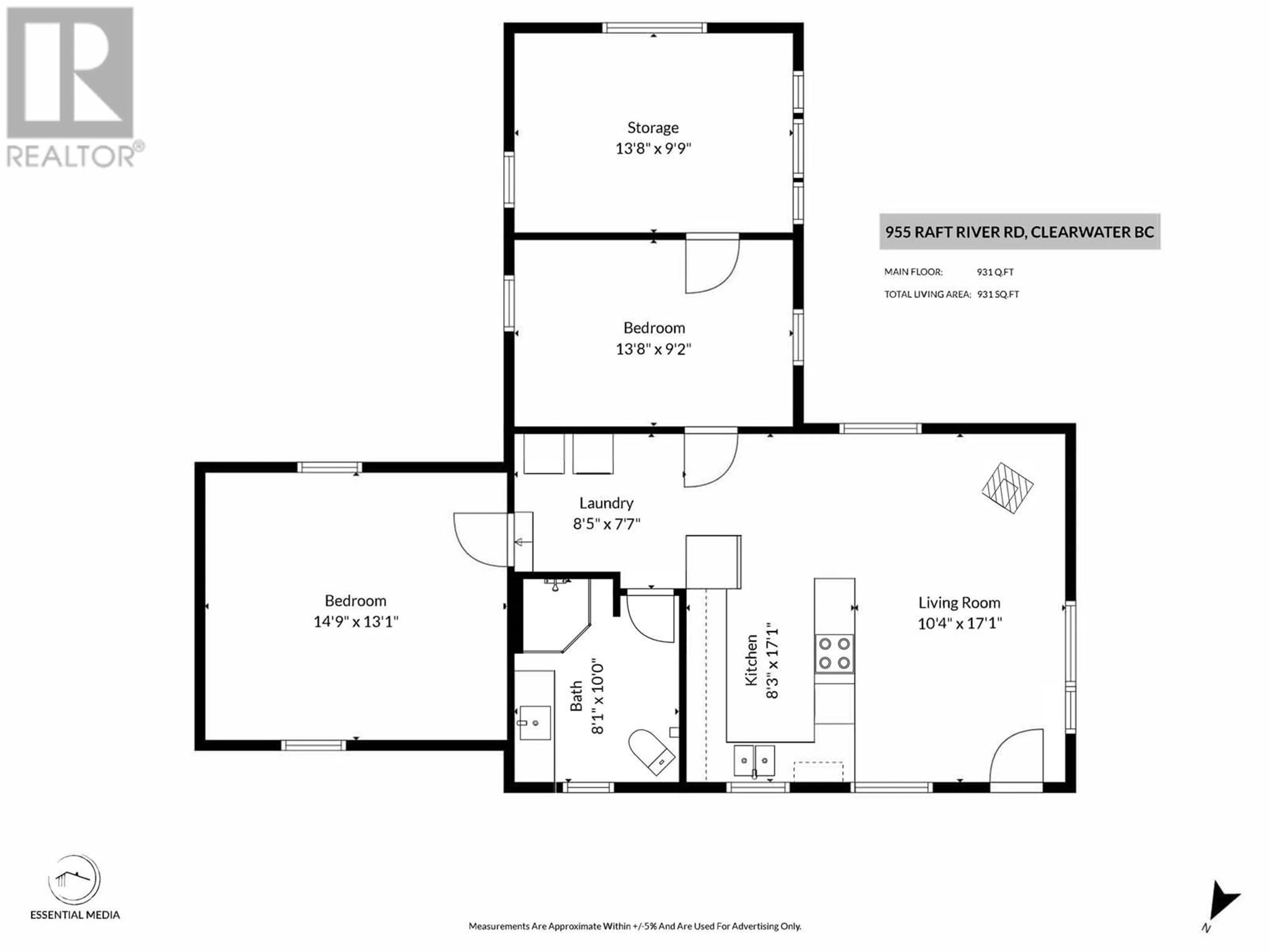 Floor plan for 955 Raft River Road, Clearwater British Columbia V0E1N1