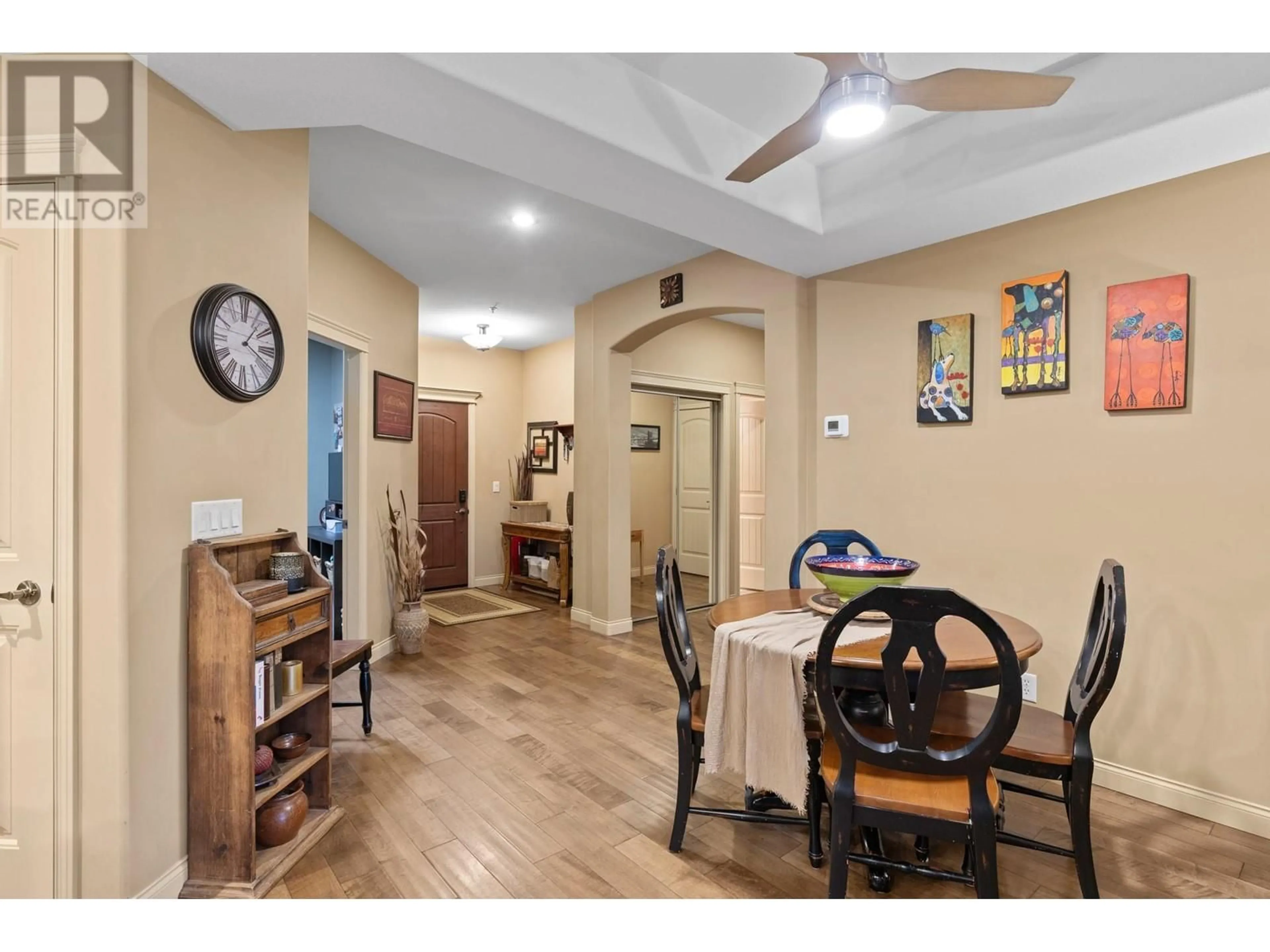 Dining room, wood floors, cottage for 2760 Auburn Road Unit# 103 Lot# Lot 72, West Kelowna British Columbia V4T4C2