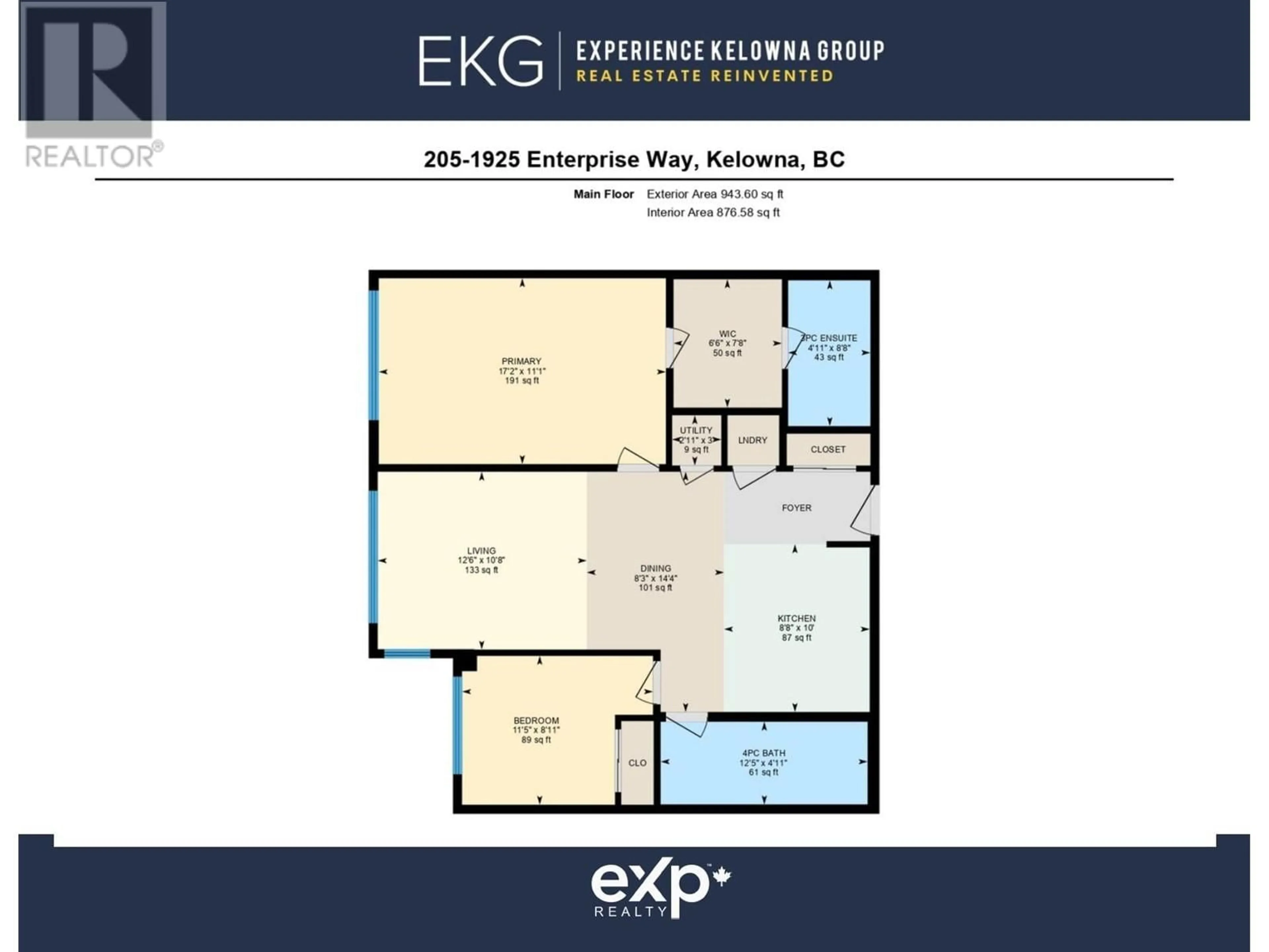 Floor plan for 1925 Enterprise Way Unit# 205, Kelowna British Columbia V1Y9S9