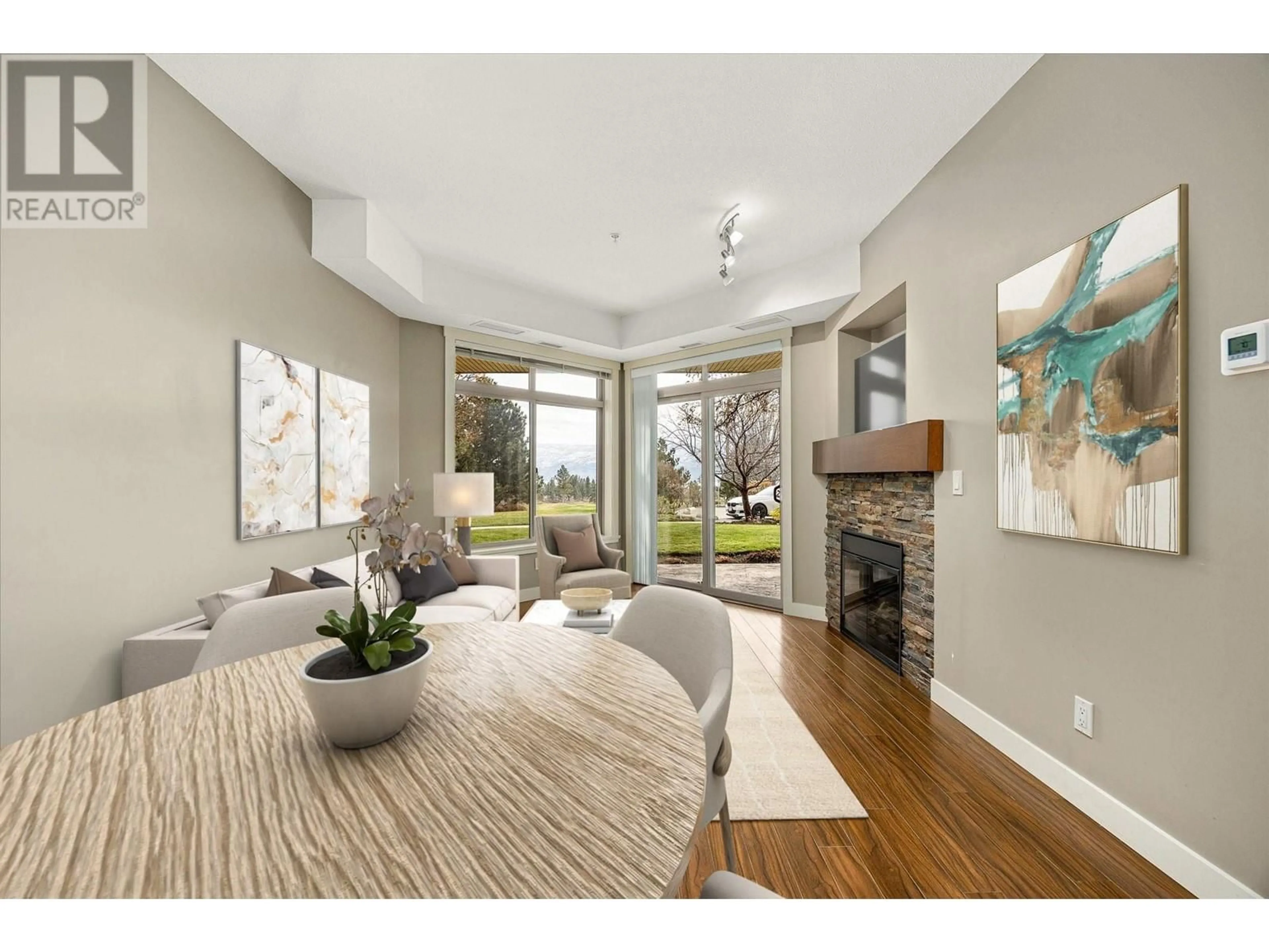 Living room, wood floors for 3521 Carrington Road Unit# 114, West Kelowna British Columbia V4T2Z9