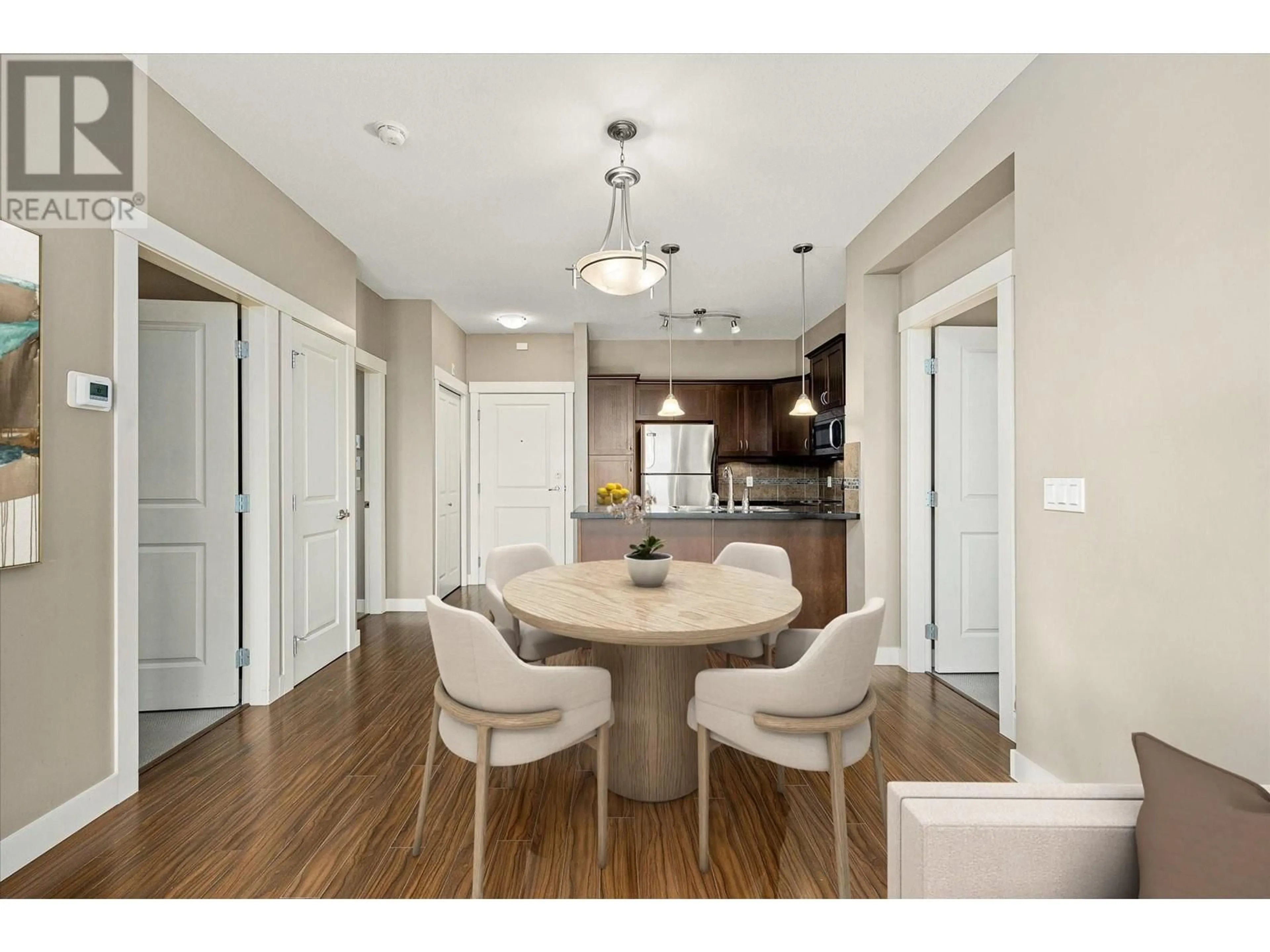 Dining room, wood floors for 3521 Carrington Road Unit# 114, West Kelowna British Columbia V4T2Z9