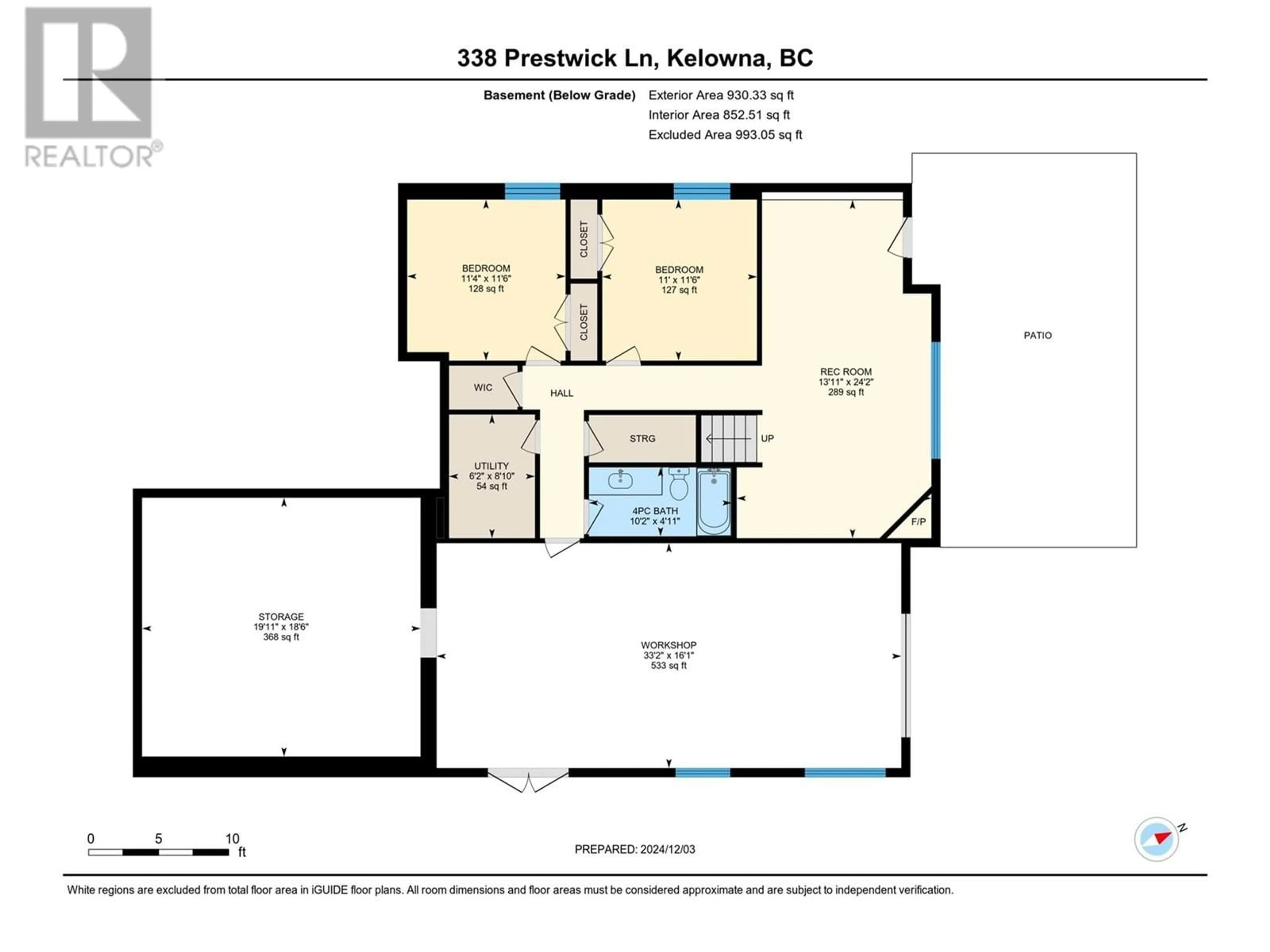 Floor plan for 338 Prestwick Lane, Kelowna British Columbia V1P1R7