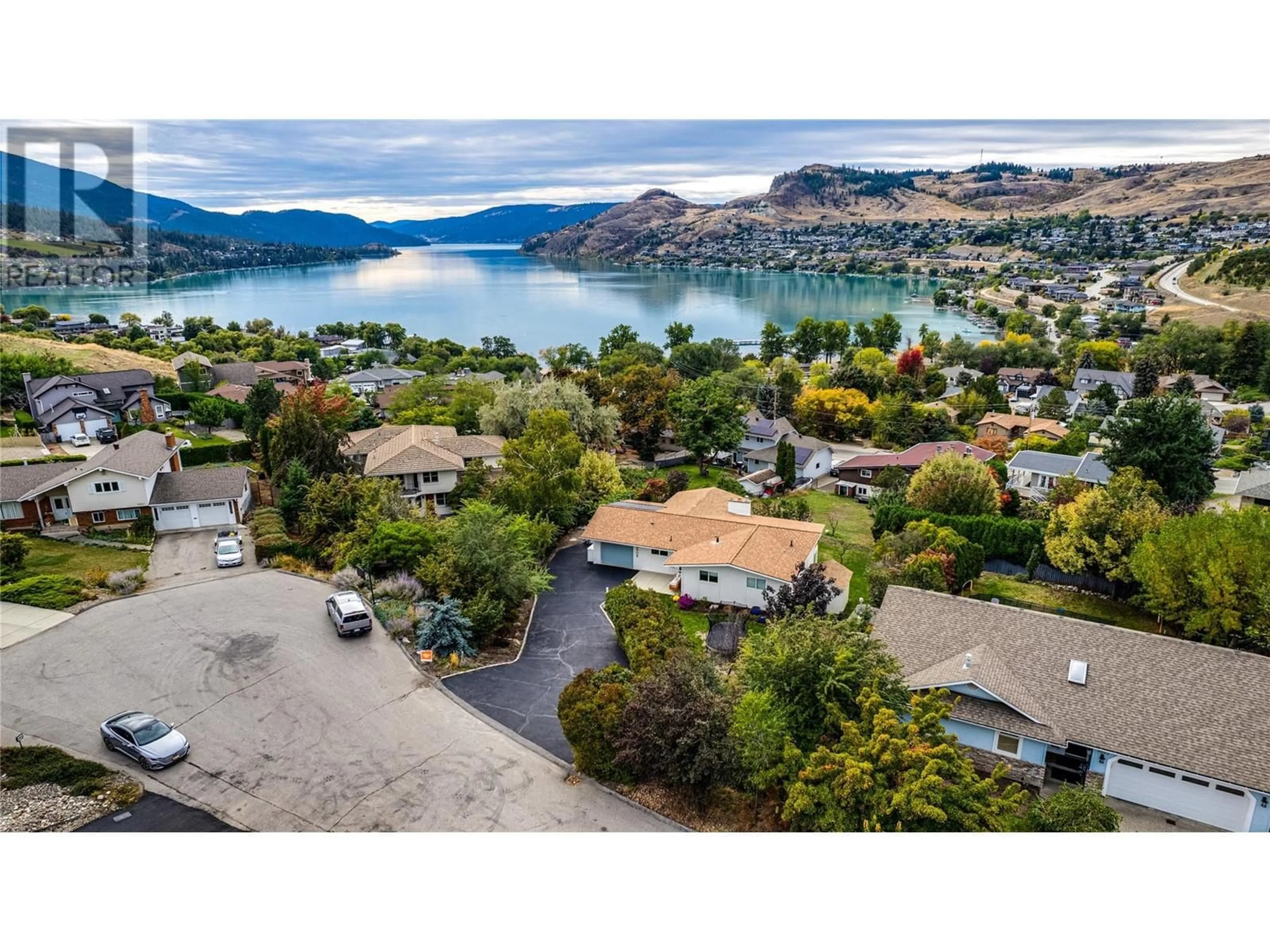 A pic from outside/outdoor area/front of a property/back of a property/a pic from drone, water/lake/river/ocean view for 8908 Cherry Lane, Coldstream British Columbia V1B1V9