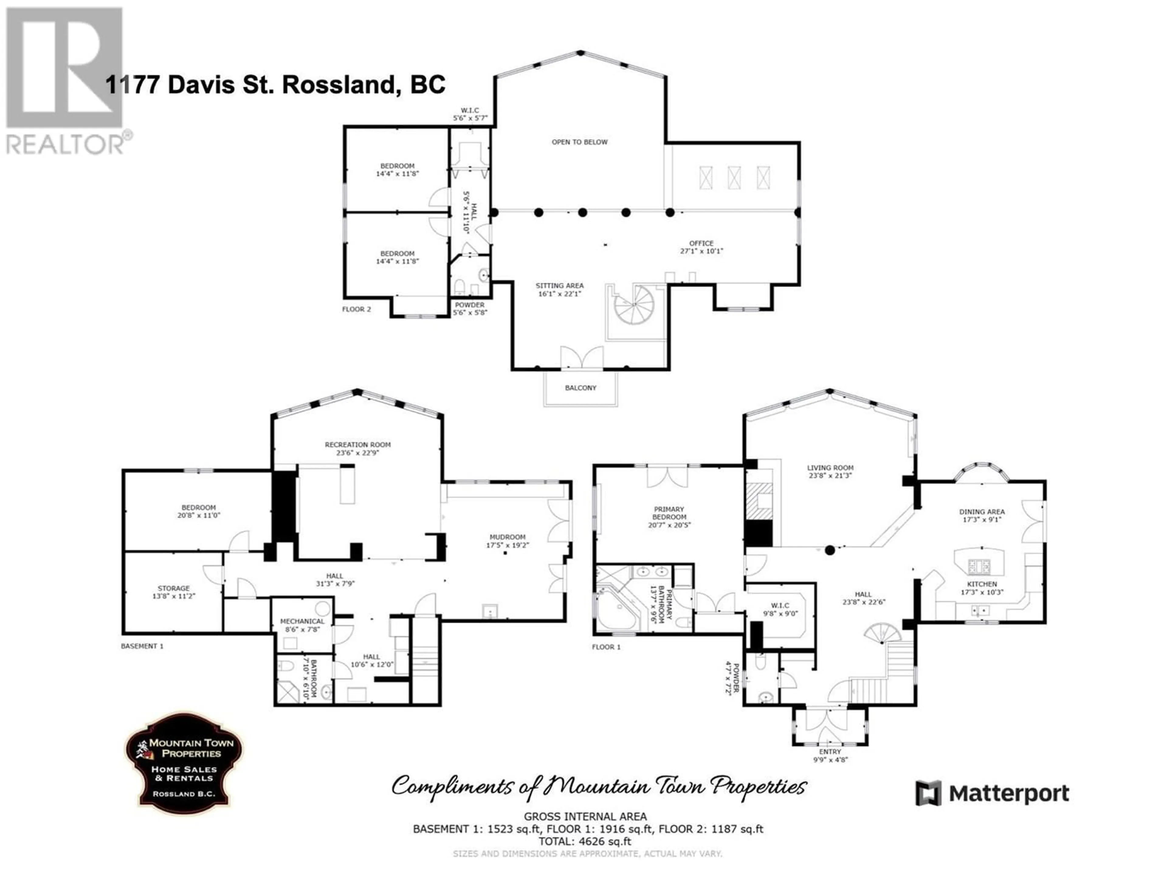 Floor plan for 1177 DAVIS Street, Rossland British Columbia V0G1Y0