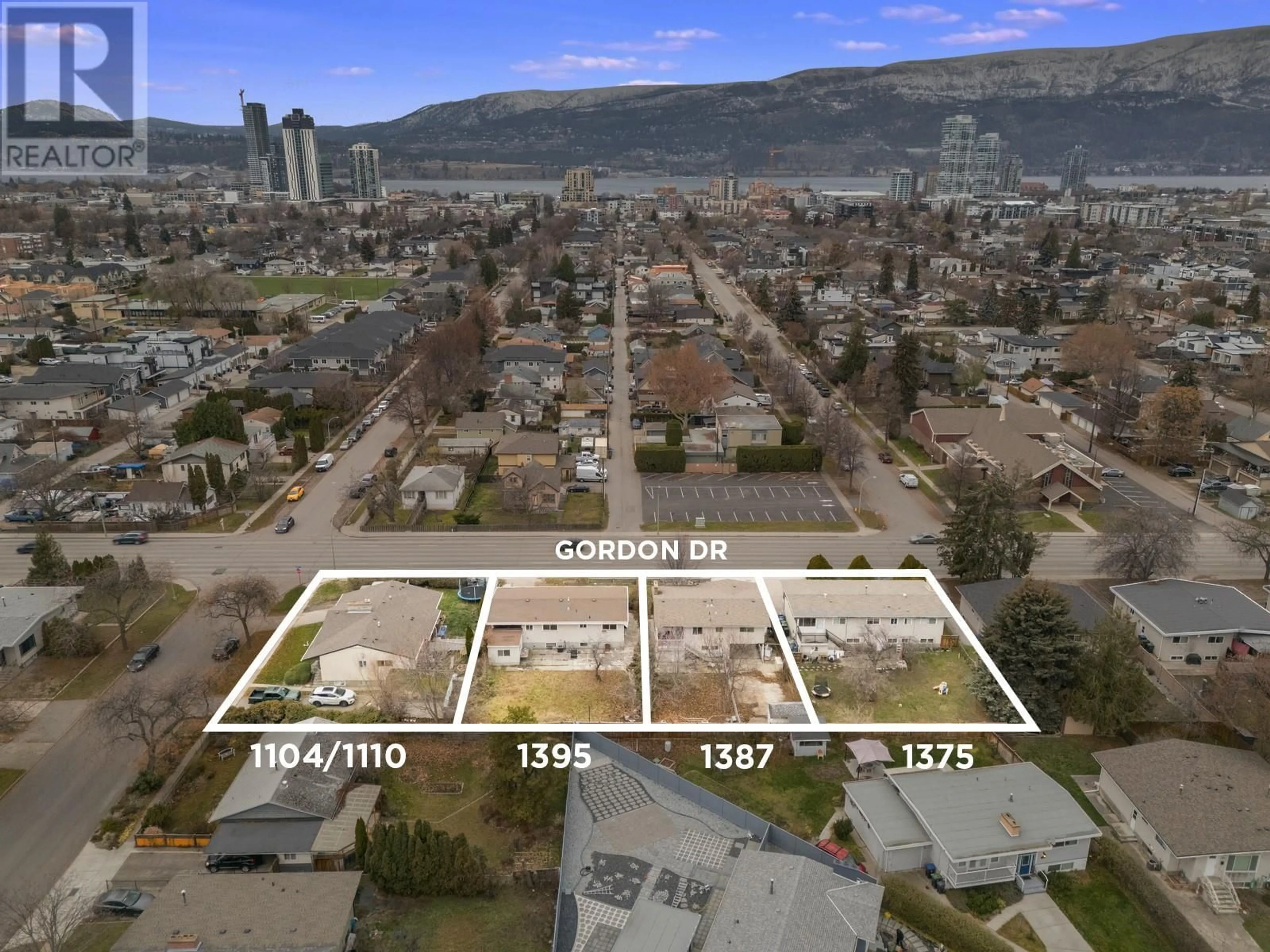 A pic from outside/outdoor area/front of a property/back of a property/a pic from drone, city buildings view from balcony for 1395 GORDON DRIVE, Kelowna British Columbia V1Y3E9