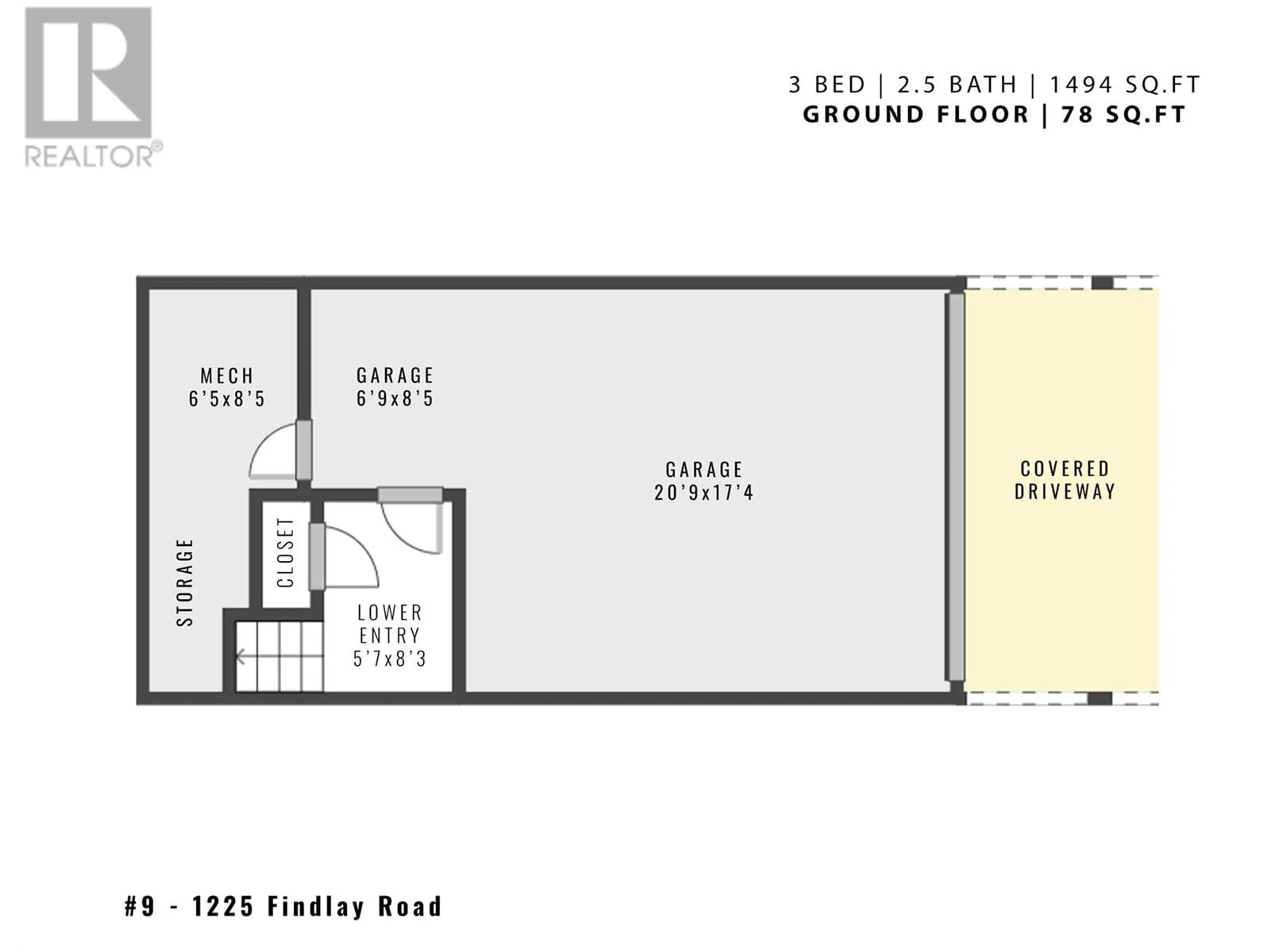 Floor plan for 1225 Findlay Road Unit# 9, Kelowna British Columbia V1X5B1