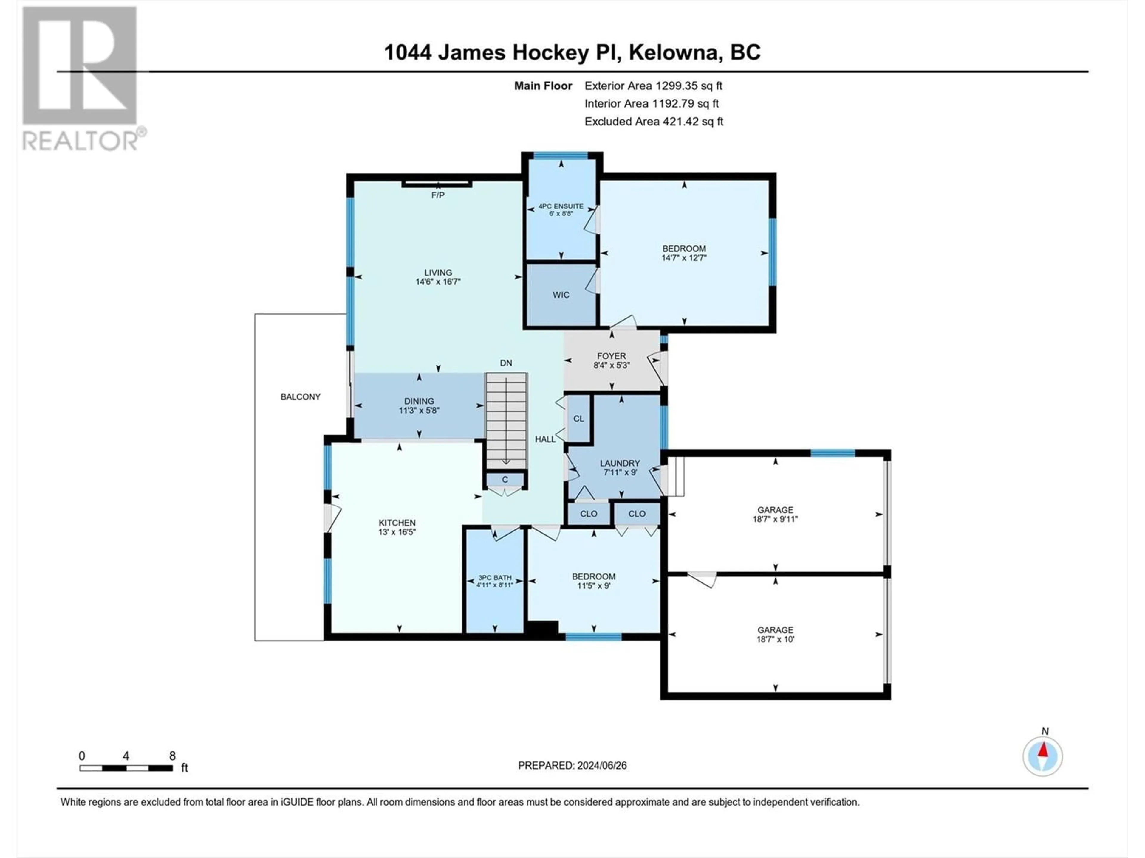 Floor plan for 1044 James Hockey Place, Kelowna British Columbia V1X7L2