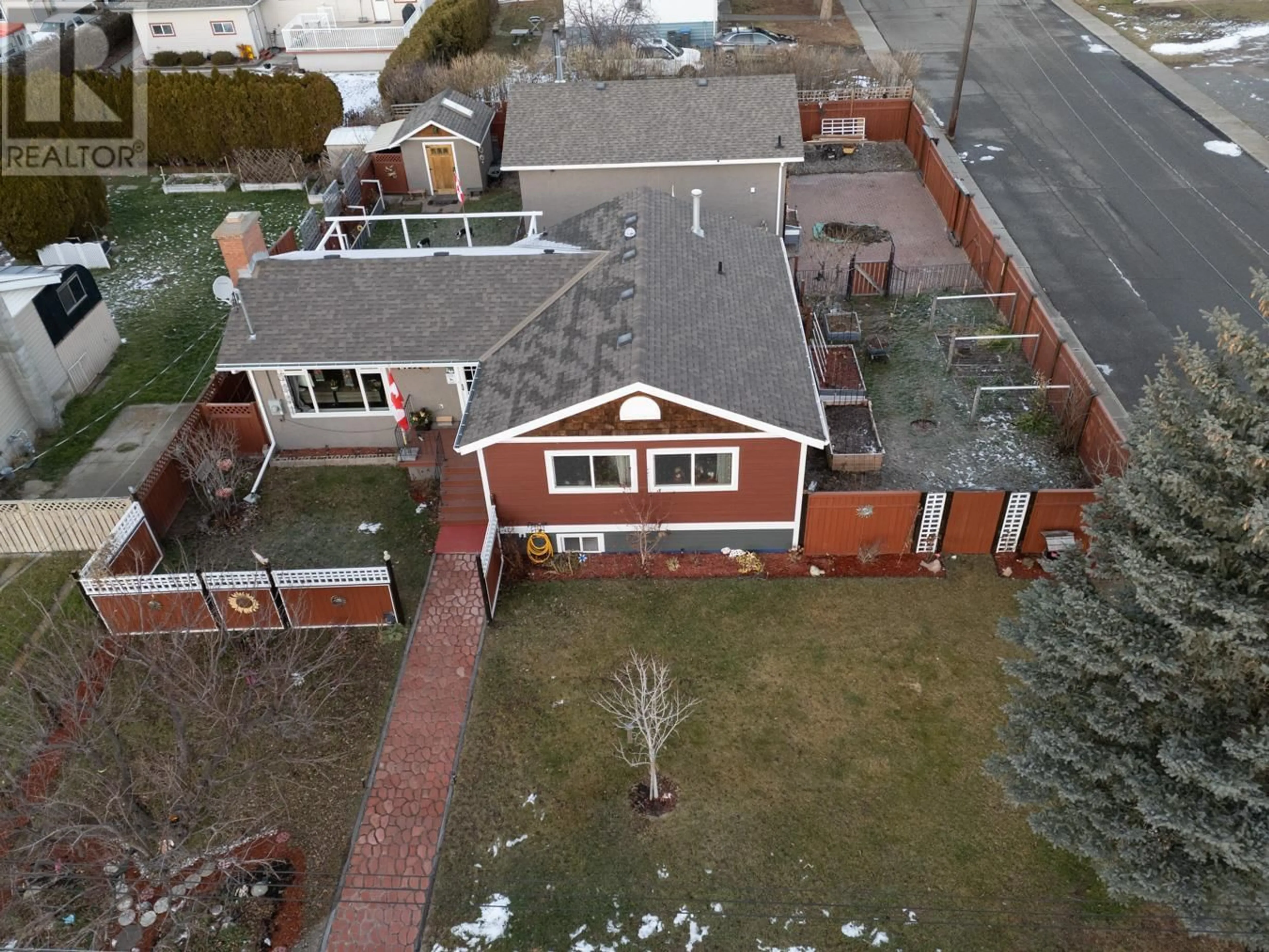 A pic from outside/outdoor area/front of a property/back of a property/a pic from drone, street for 2199 Mamette Avenue, Merritt British Columbia V1K1R6