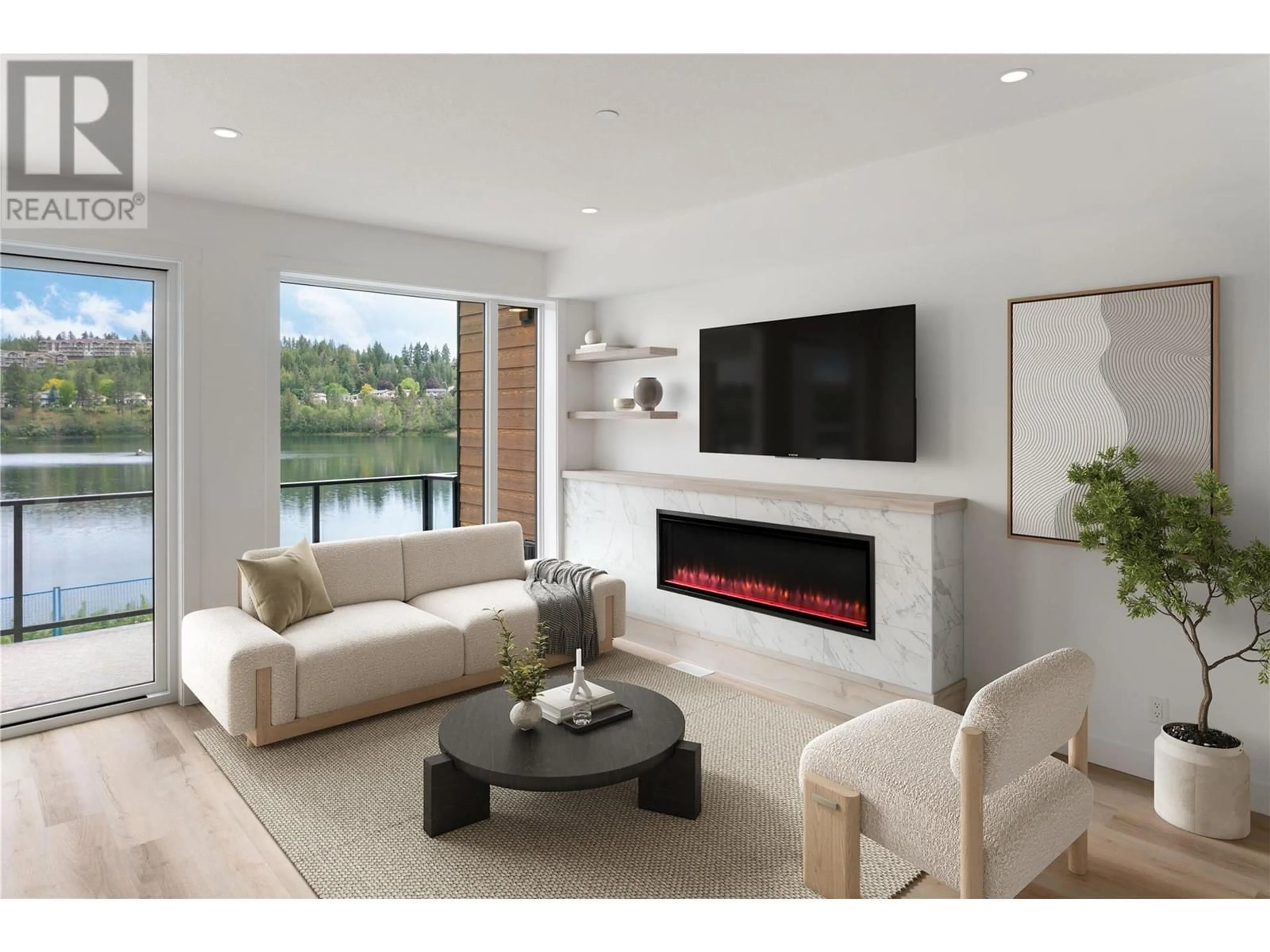Living room with furniture, wood/laminate floor for 105 - 2735 SHANNON LAKE ROAD, West Kelowna British Columbia V4T1V6
