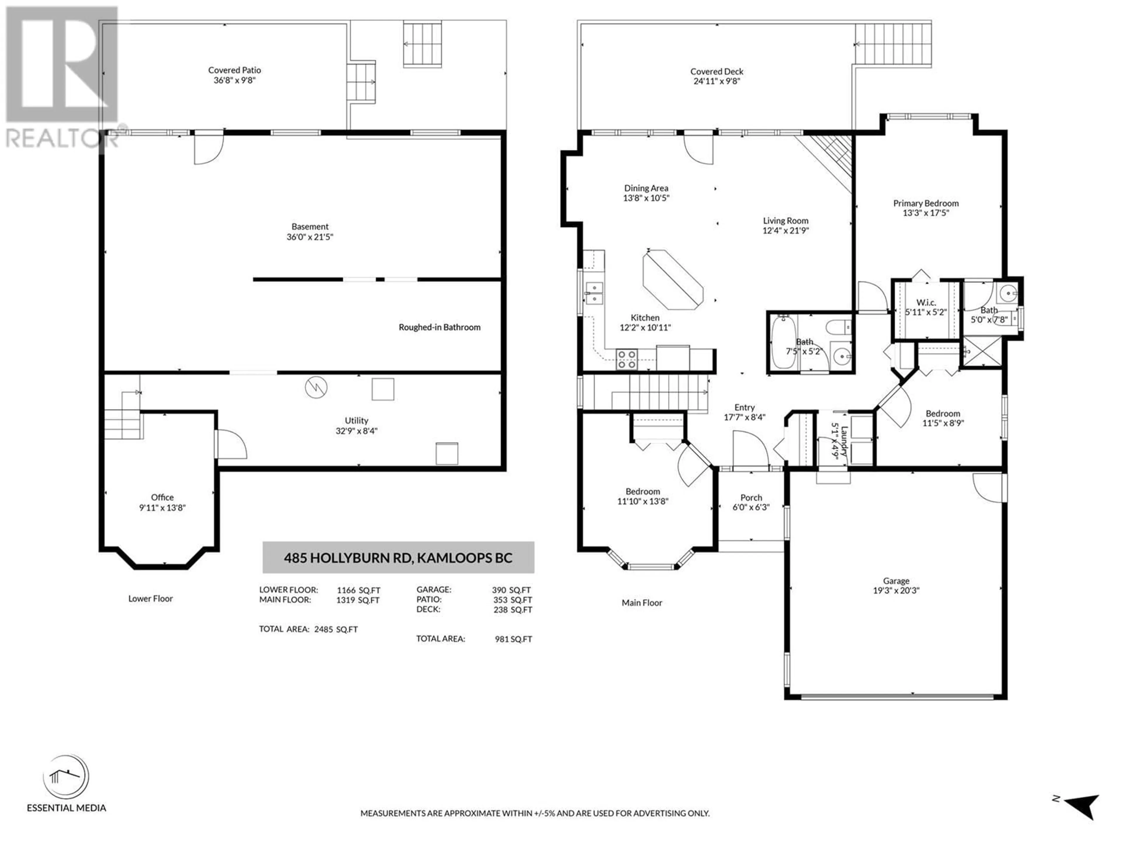 Floor plan for 485 Hollyburn Drive, Kamloops British Columbia V2E2R9