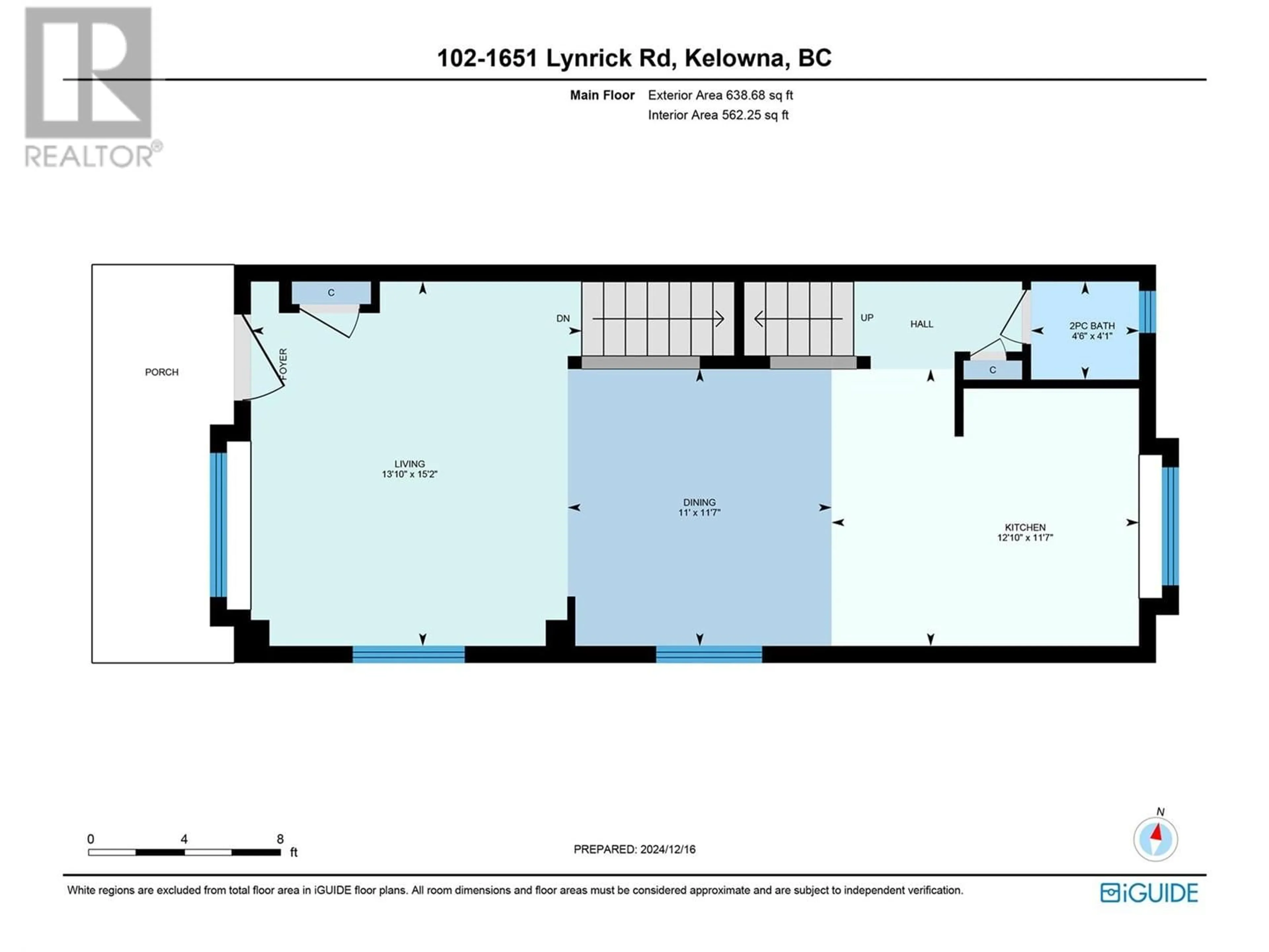 Floor plan for 1651 Lynrick Road Unit# 102, Kelowna British Columbia V1P1R4