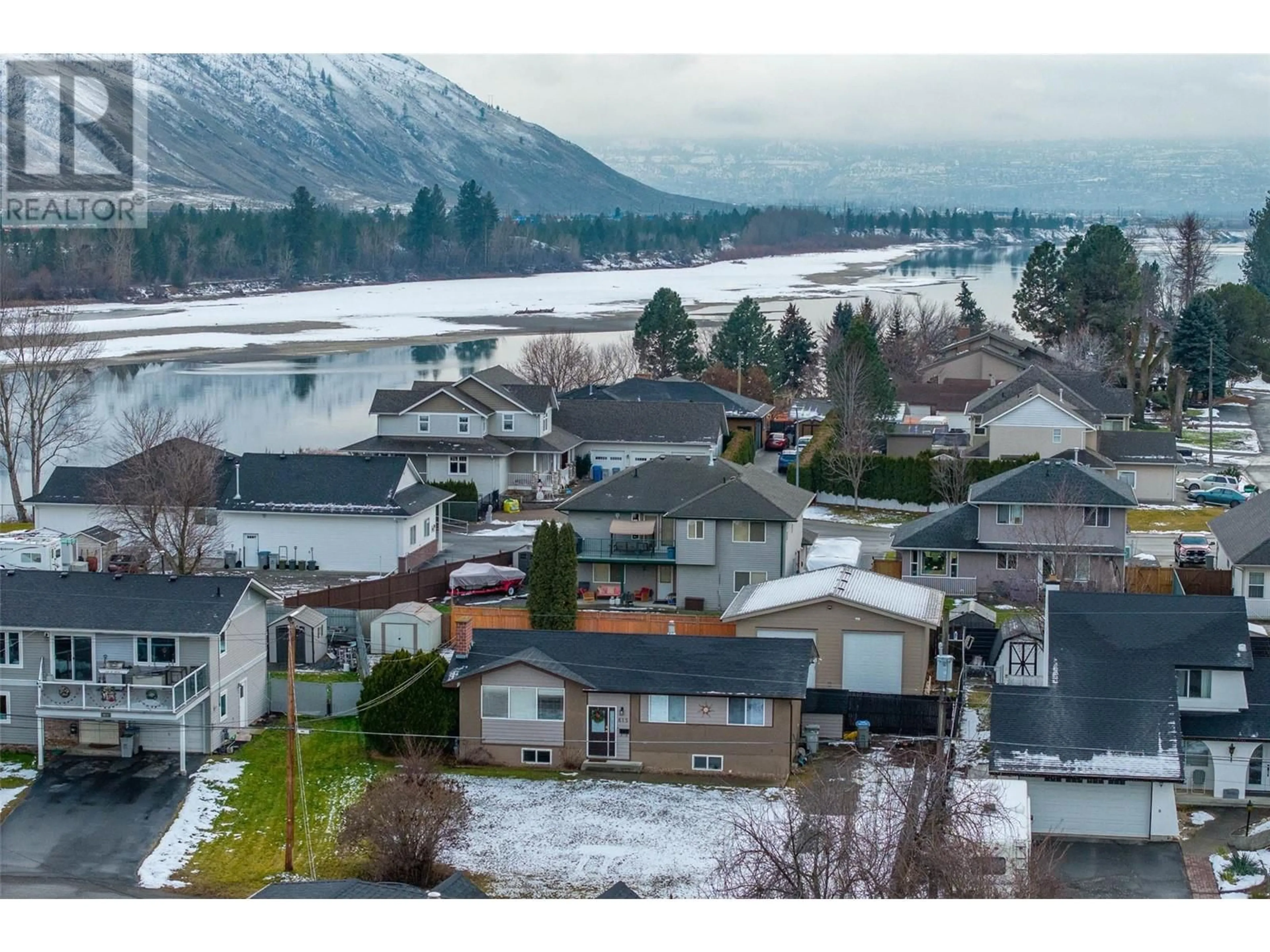 A pic from outside/outdoor area/front of a property/back of a property/a pic from drone, mountain view for 615 Stansfield Road, Kamloops British Columbia V2B6M2