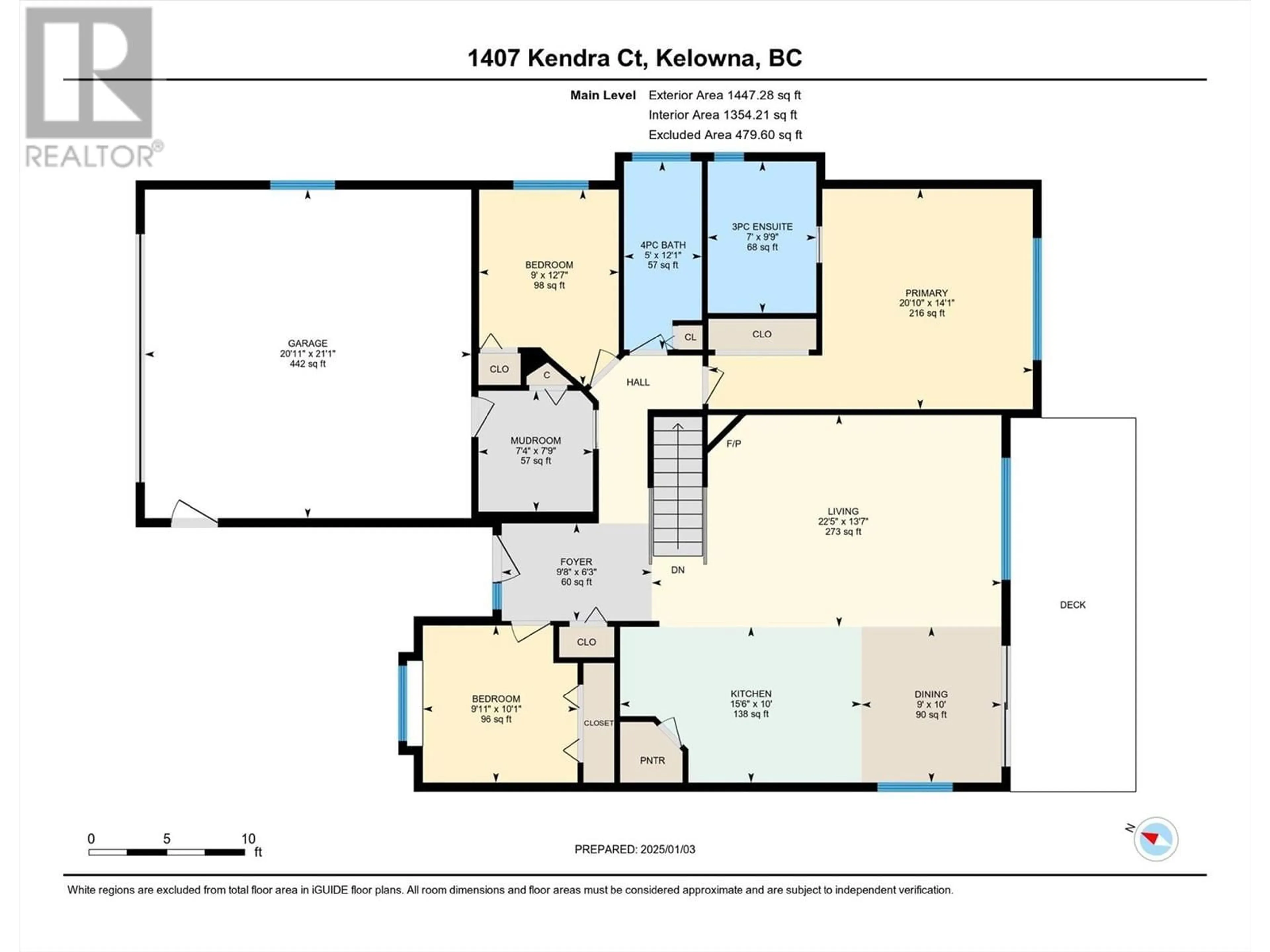 Floor plan for 1407 Kendra Court, Kelowna British Columbia V1P1P1