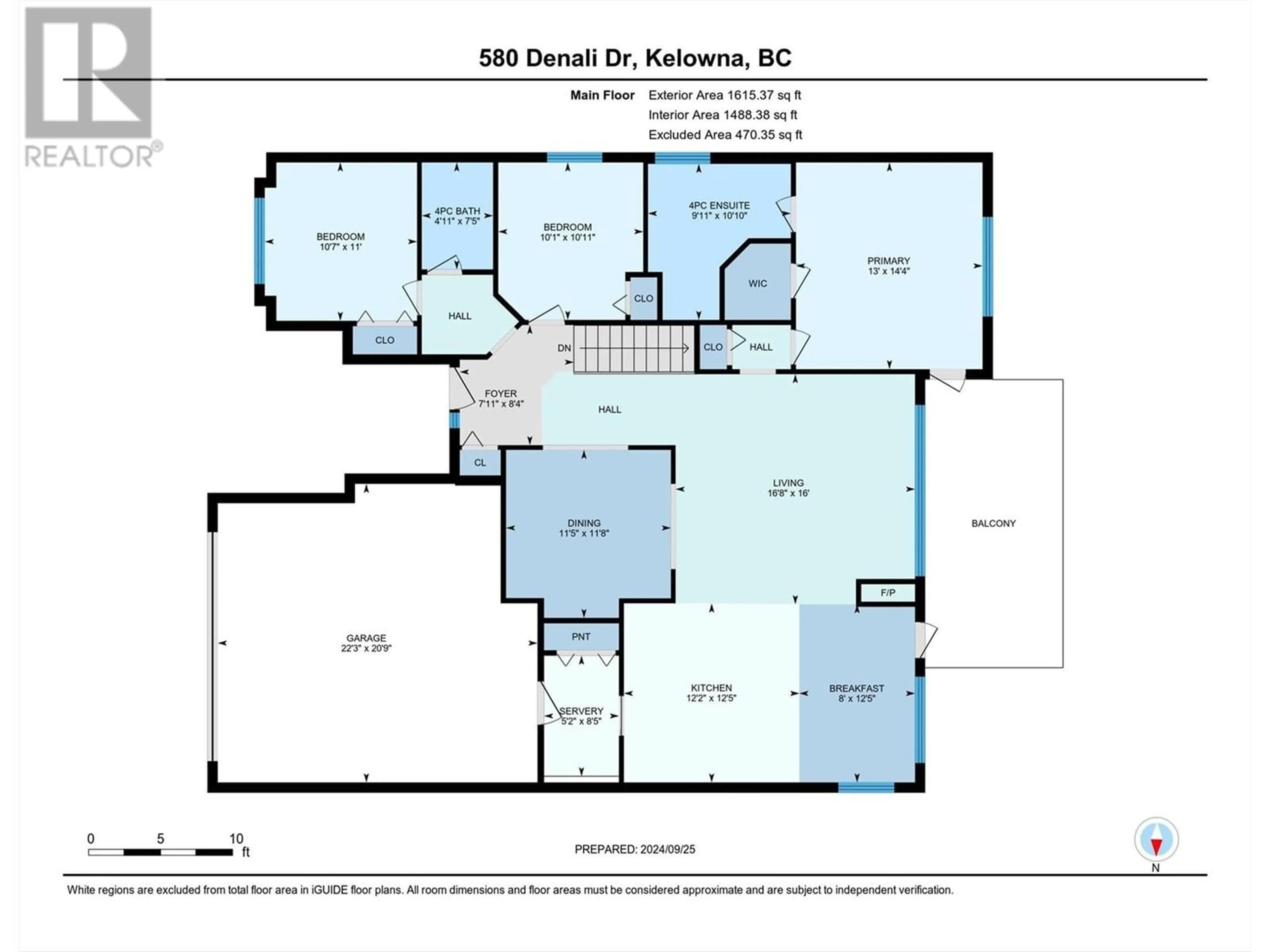 Floor plan for 580 Denali Drive, Kelowna British Columbia V1V2P6