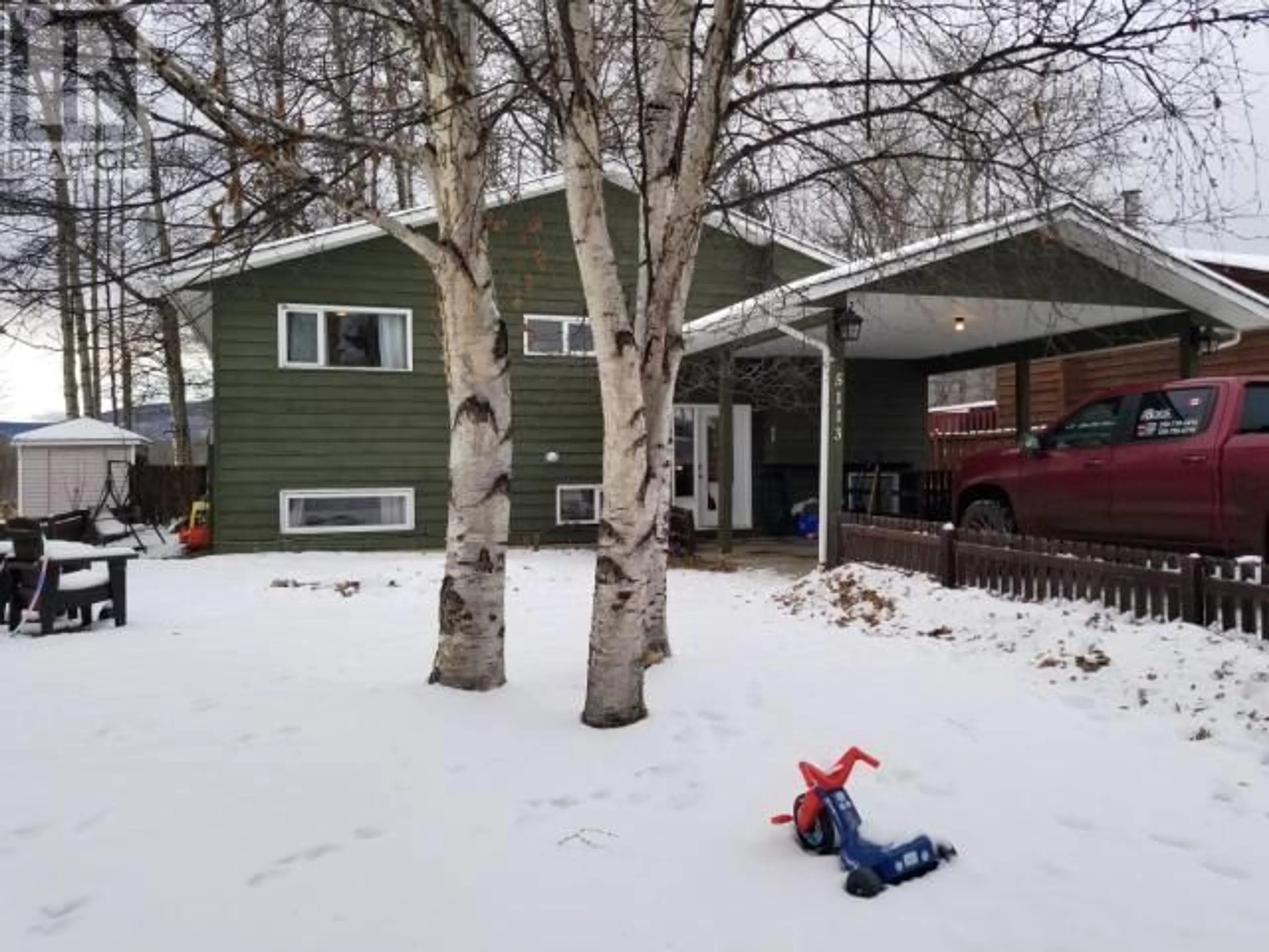 A pic from outside/outdoor area/front of a property/back of a property/a pic from drone, street for 5113 44 Place NE, Chetwynd British Columbia V0C1J0