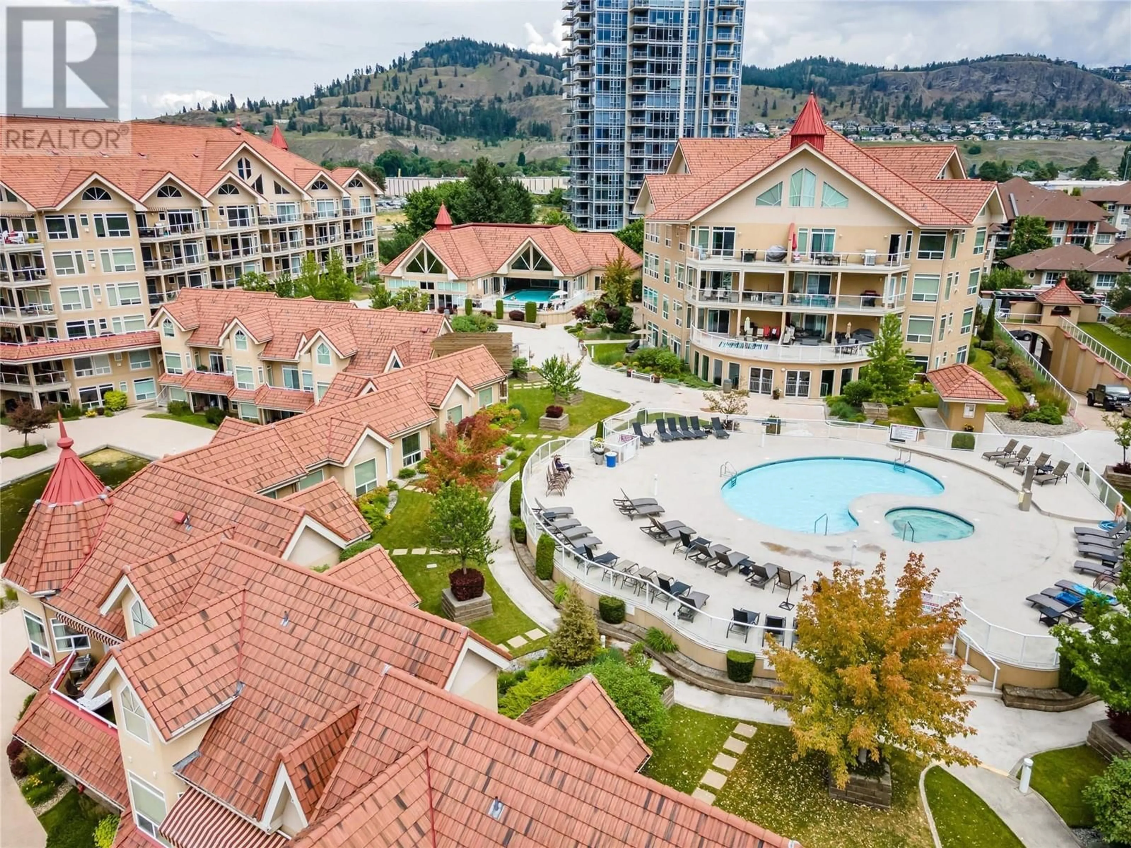 A pic from outside/outdoor area/front of a property/back of a property/a pic from drone, city buildings view from balcony for 1088 Sunset Drive Unit# 431, Kelowna British Columbia V1Y9W1