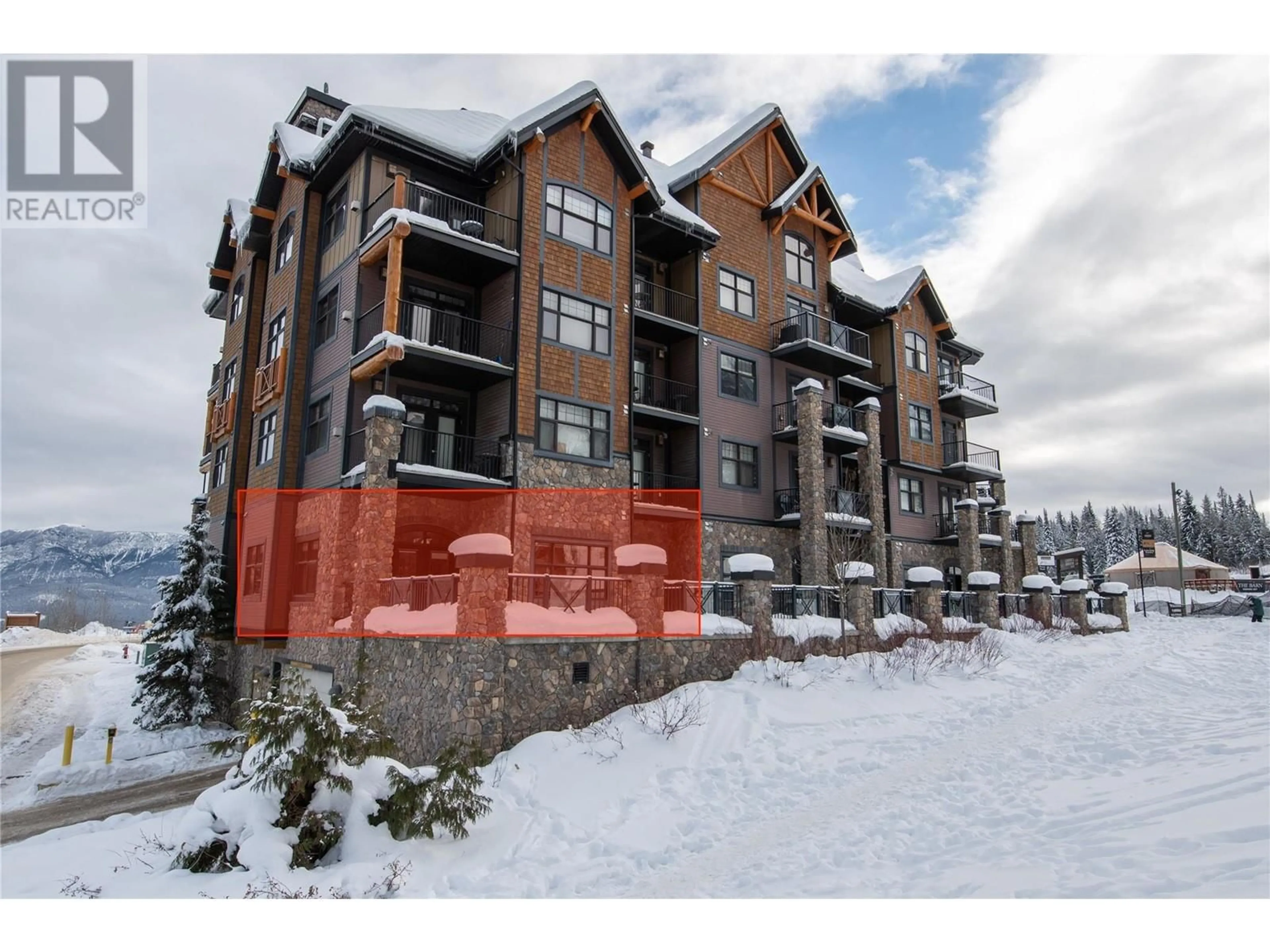 A pic from outside/outdoor area/front of a property/back of a property/a pic from drone, unknown for 1545 KICKING HORSE Trail Unit# 102, Golden British Columbia V0A1H2