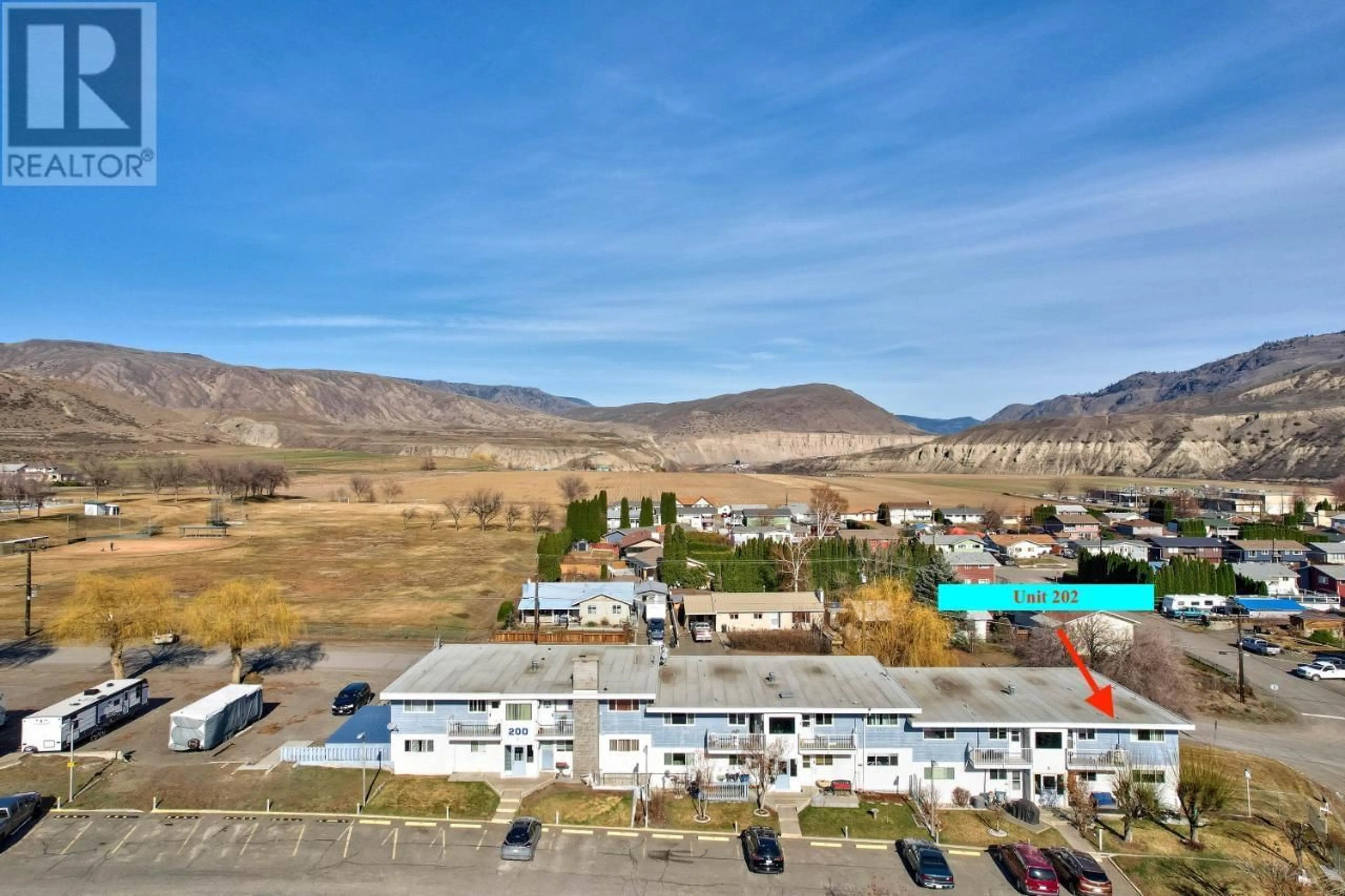 A pic from outside/outdoor area/front of a property/back of a property/a pic from drone, mountain view for 825 HILL Street Unit# 202, Ashcroft British Columbia V0K1A0