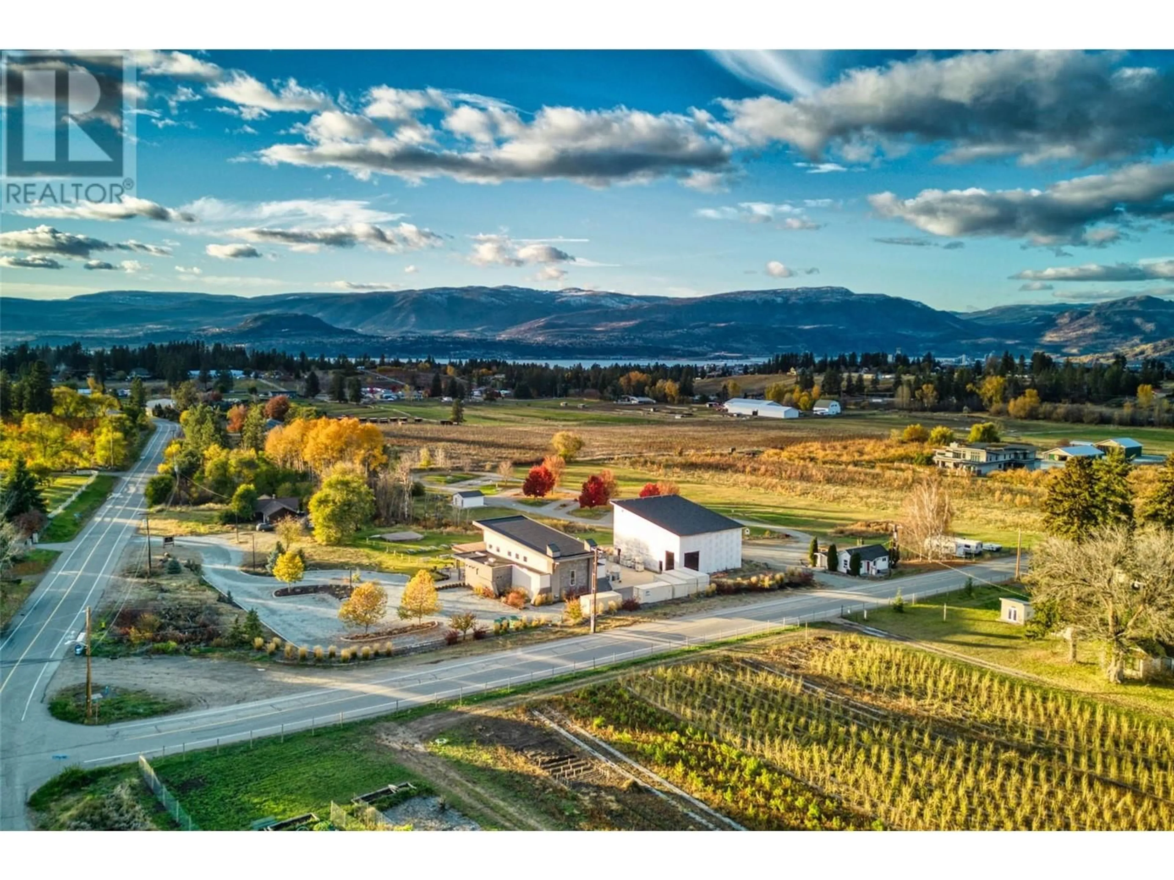 A pic from outside/outdoor area/front of a property/back of a property/a pic from drone, mountain view for 4380 Wallace Hill Road, Kelowna British Columbia V1W4C3