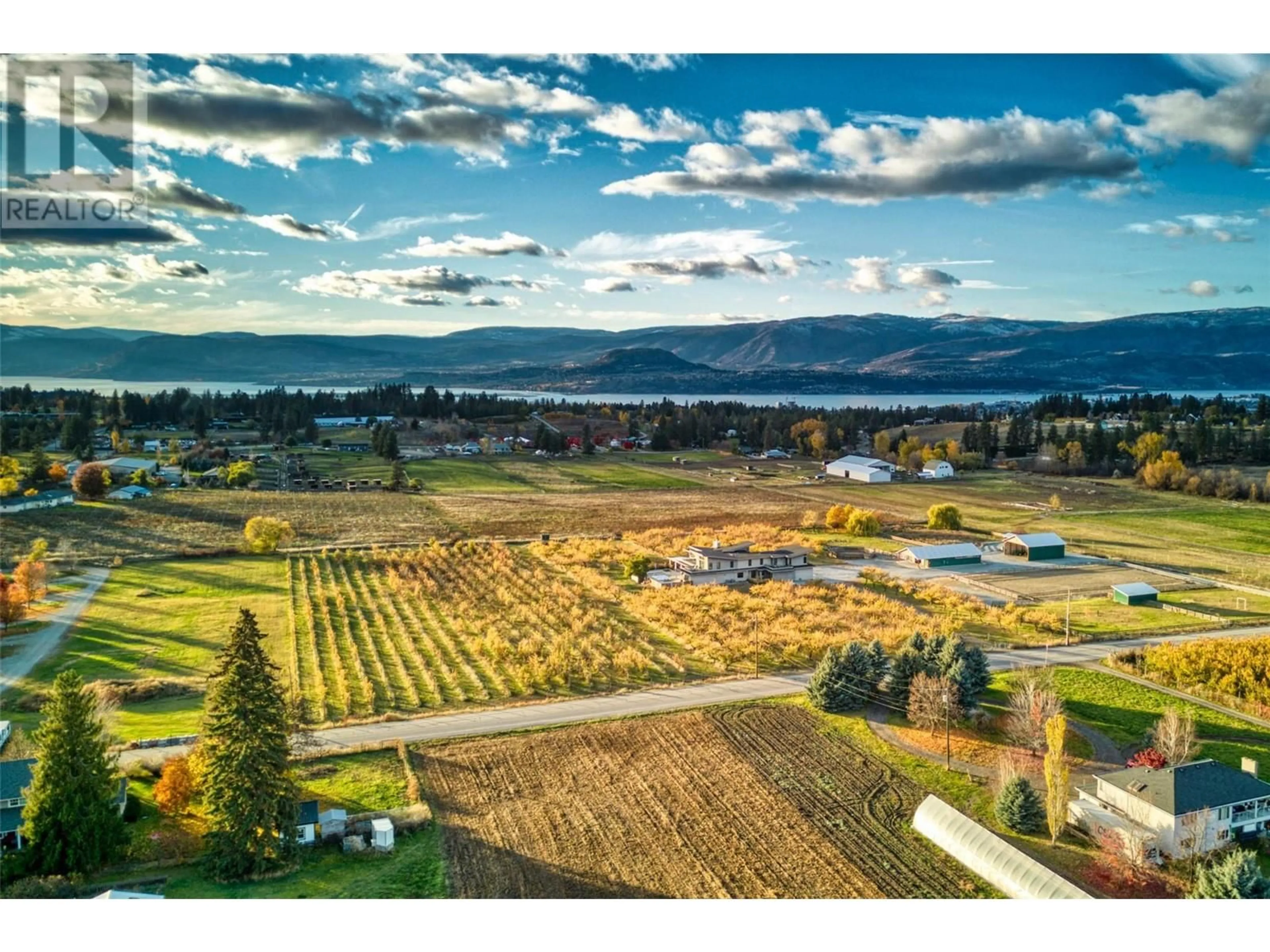 A pic from outside/outdoor area/front of a property/back of a property/a pic from drone, water/lake/river/ocean view for 4380 Wallace Hill Road, Kelowna British Columbia V1W4C3