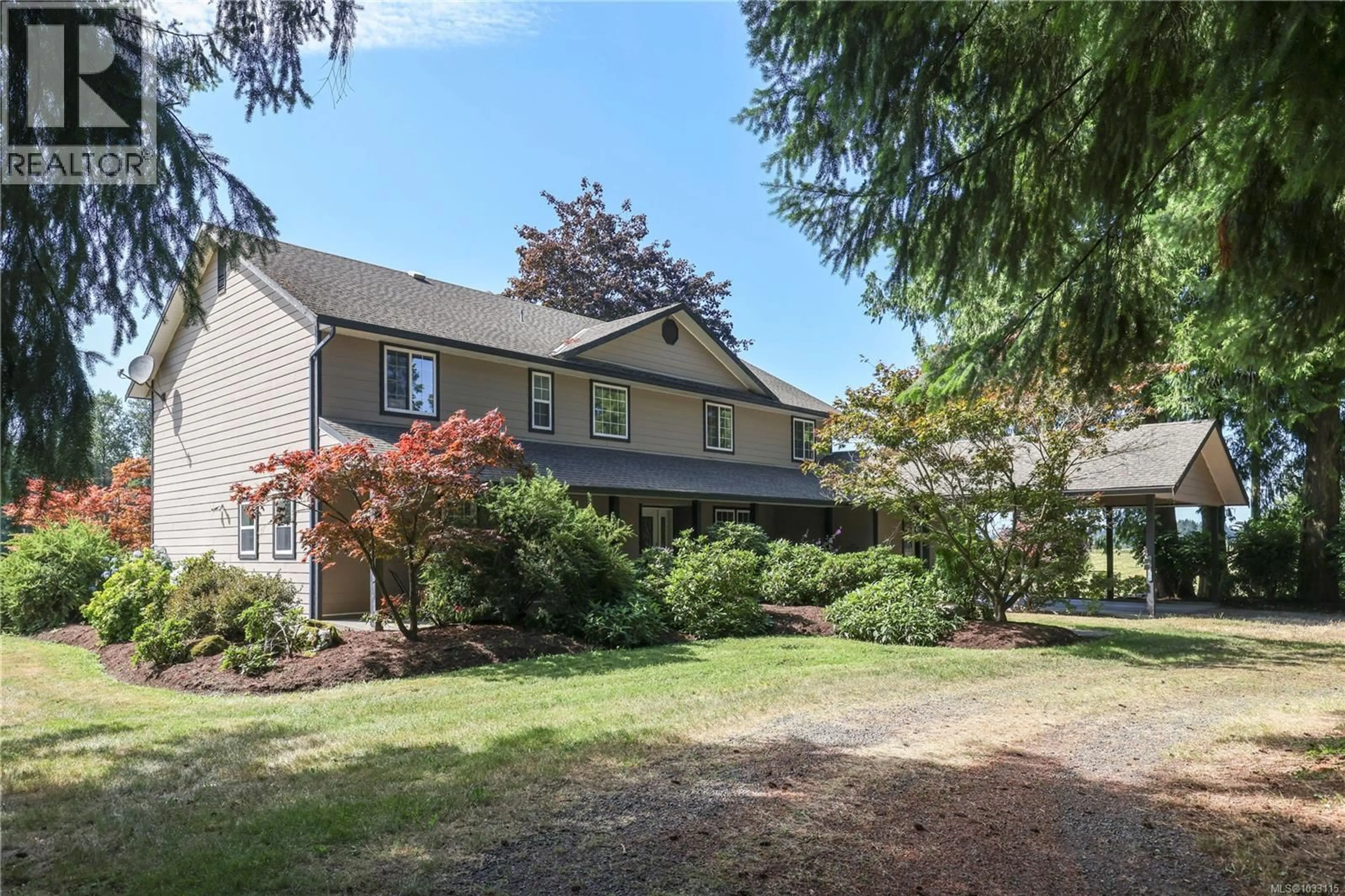 A pic from outside/outdoor area/front of a property/back of a property/a pic from drone, street for 2332 ENDALL ROAD, Black Creek British Columbia V9J1G7