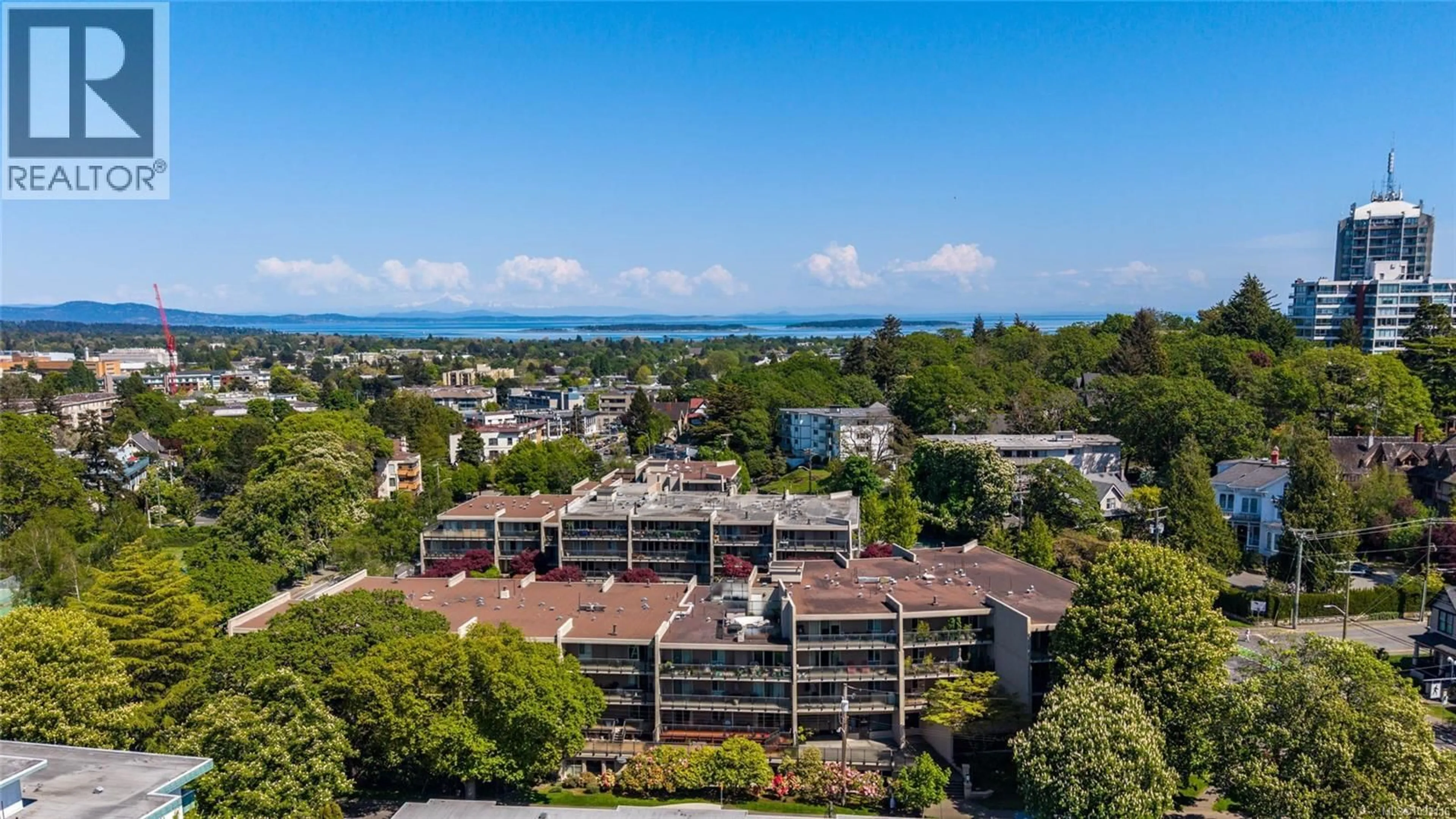 A pic from outside/outdoor area/front of a property/back of a property/a pic from drone, city buildings view from balcony for 205 - 1419 STADACONA AVENUE, Victoria British Columbia V8S5J3