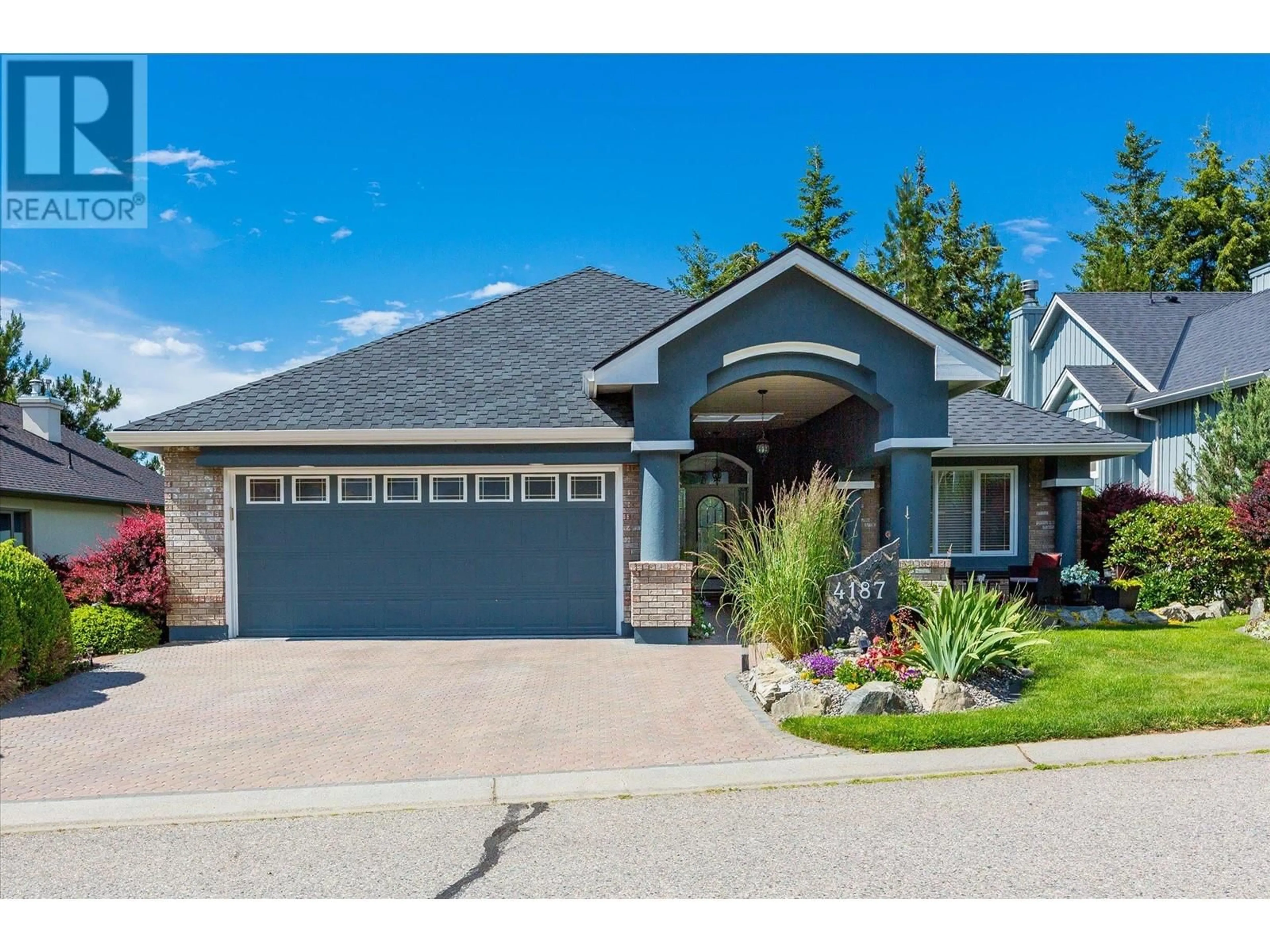 Home with brick exterior material, street for 4187 Gallaghers Crescent, Kelowna British Columbia V1W3Z9