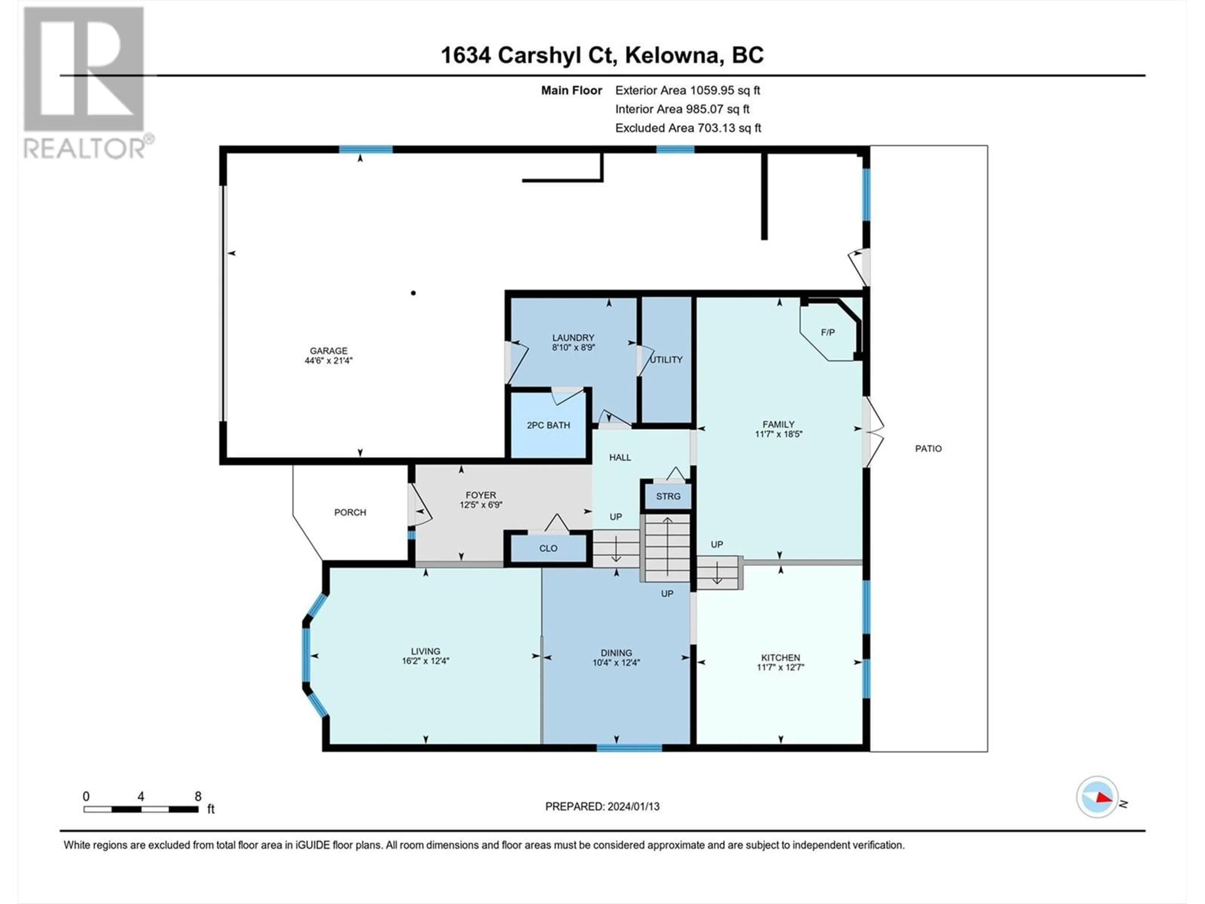 Floor plan for 1634 Carshyl Court, Kelowna British Columbia V1X6Y7