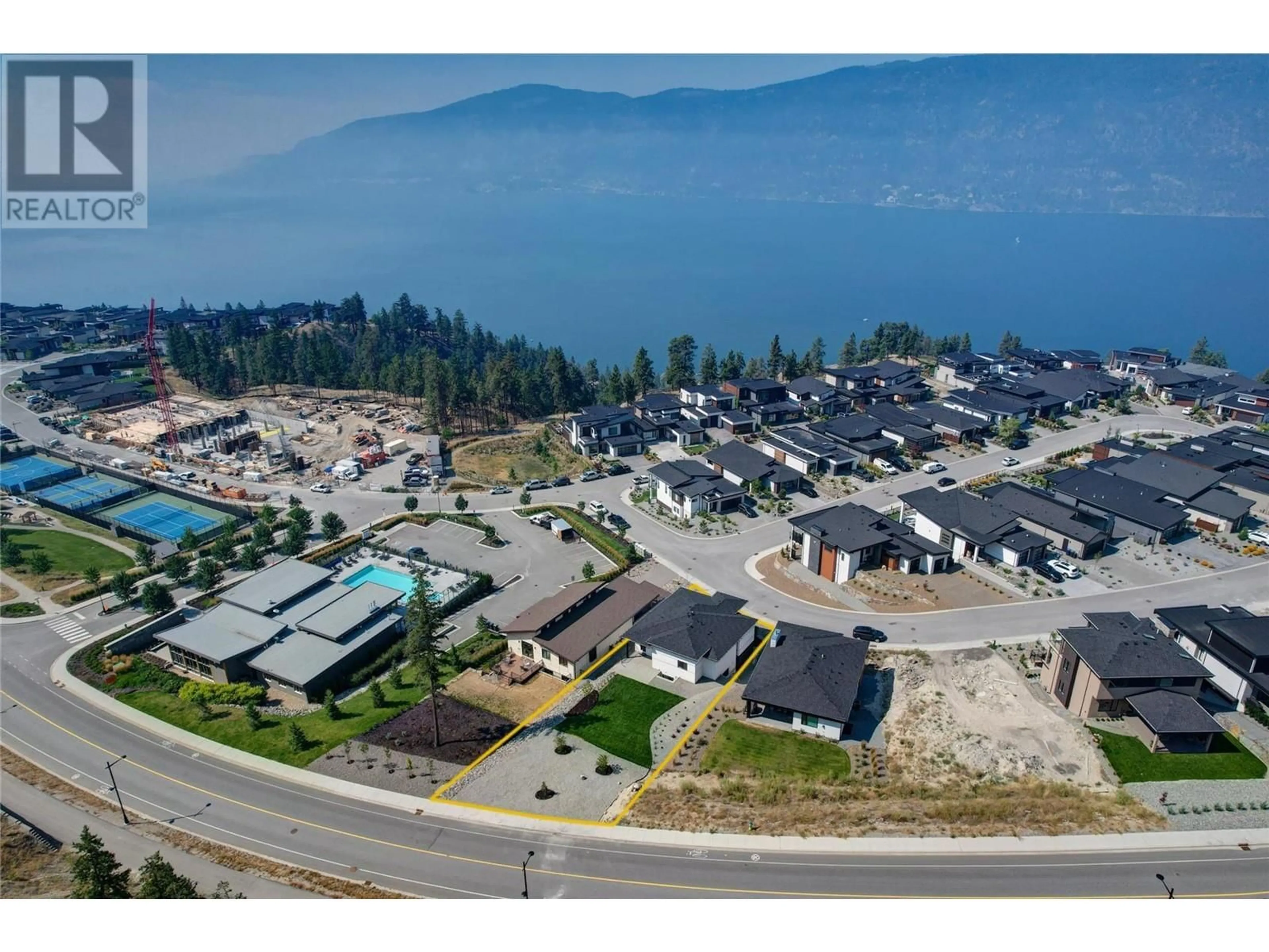 A pic from outside/outdoor area/front of a property/back of a property/a pic from drone, mountain view for 9723 Centrestone Drive, Lake Country British Columbia V4V0A5