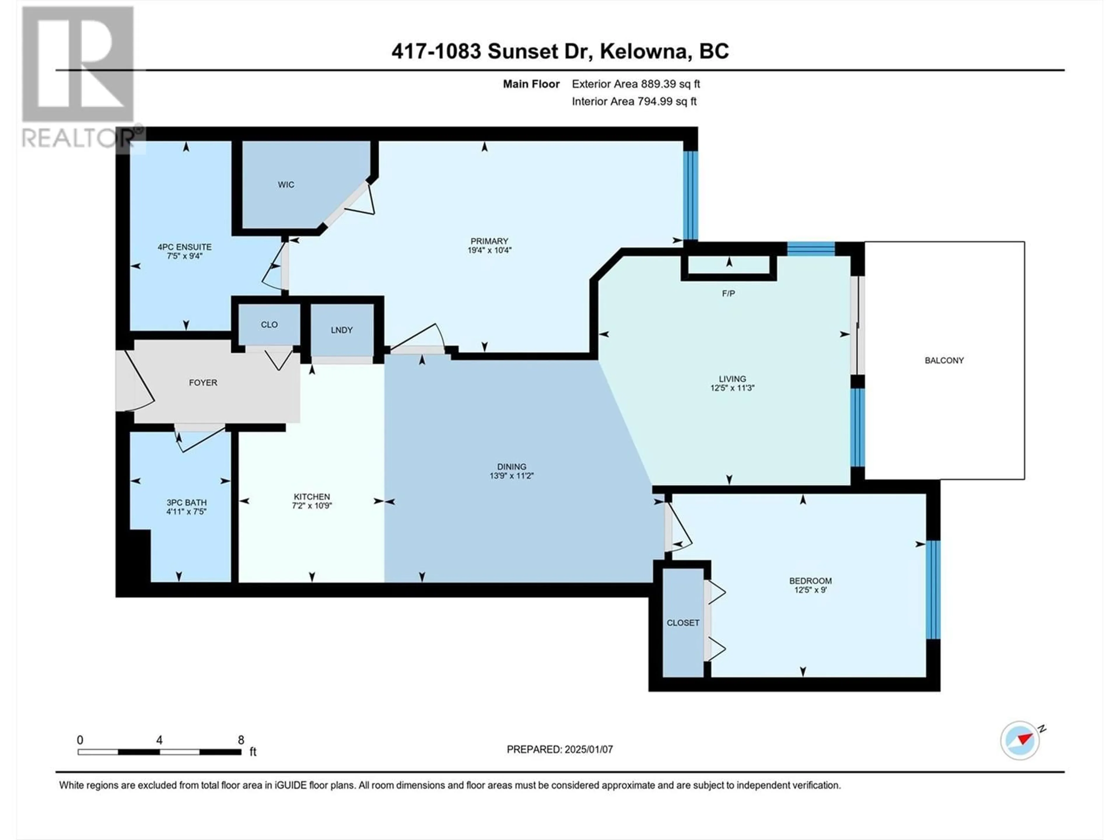 Floor plan for 1083 Sunset Drive Unit# 417, Kelowna British Columbia V1Y9Z1