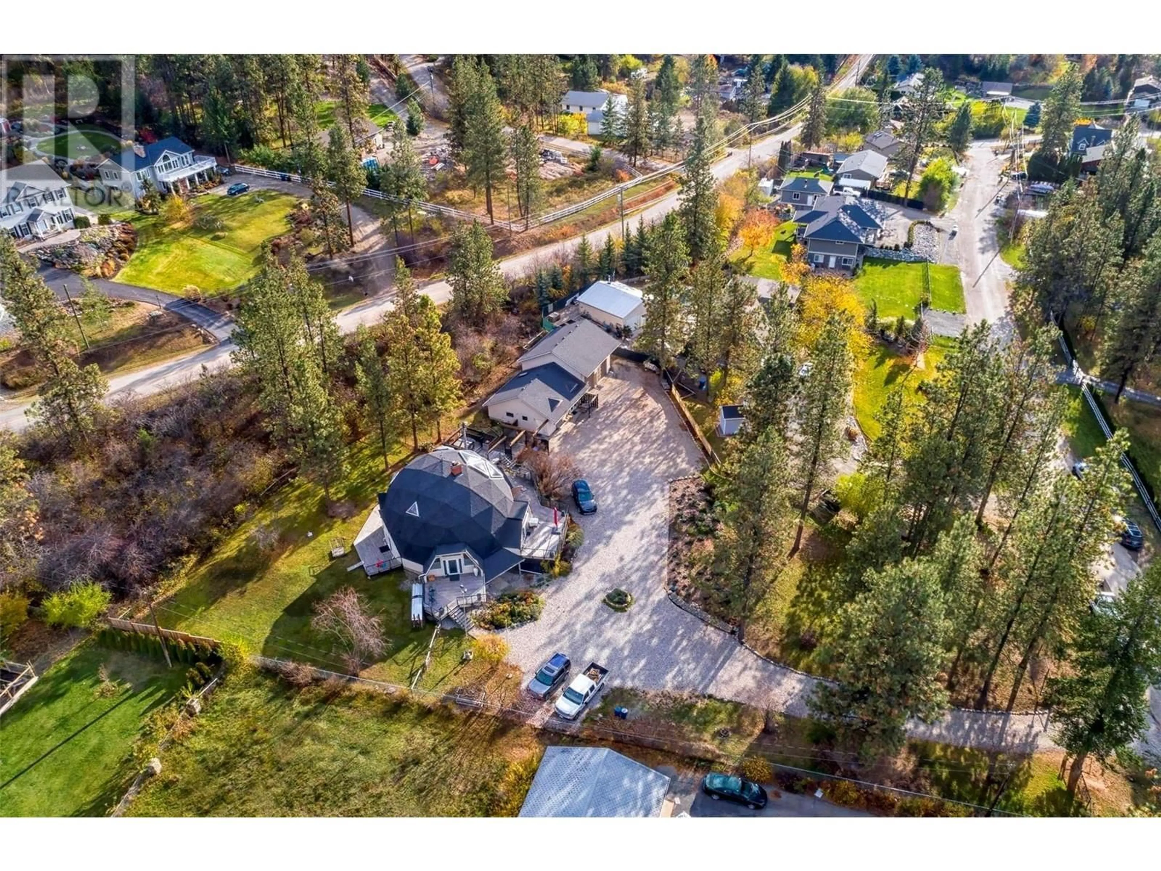 A pic from outside/outdoor area/front of a property/back of a property/a pic from drone, street for 16709 Maki Road, Lake Country British Columbia V4V1C2