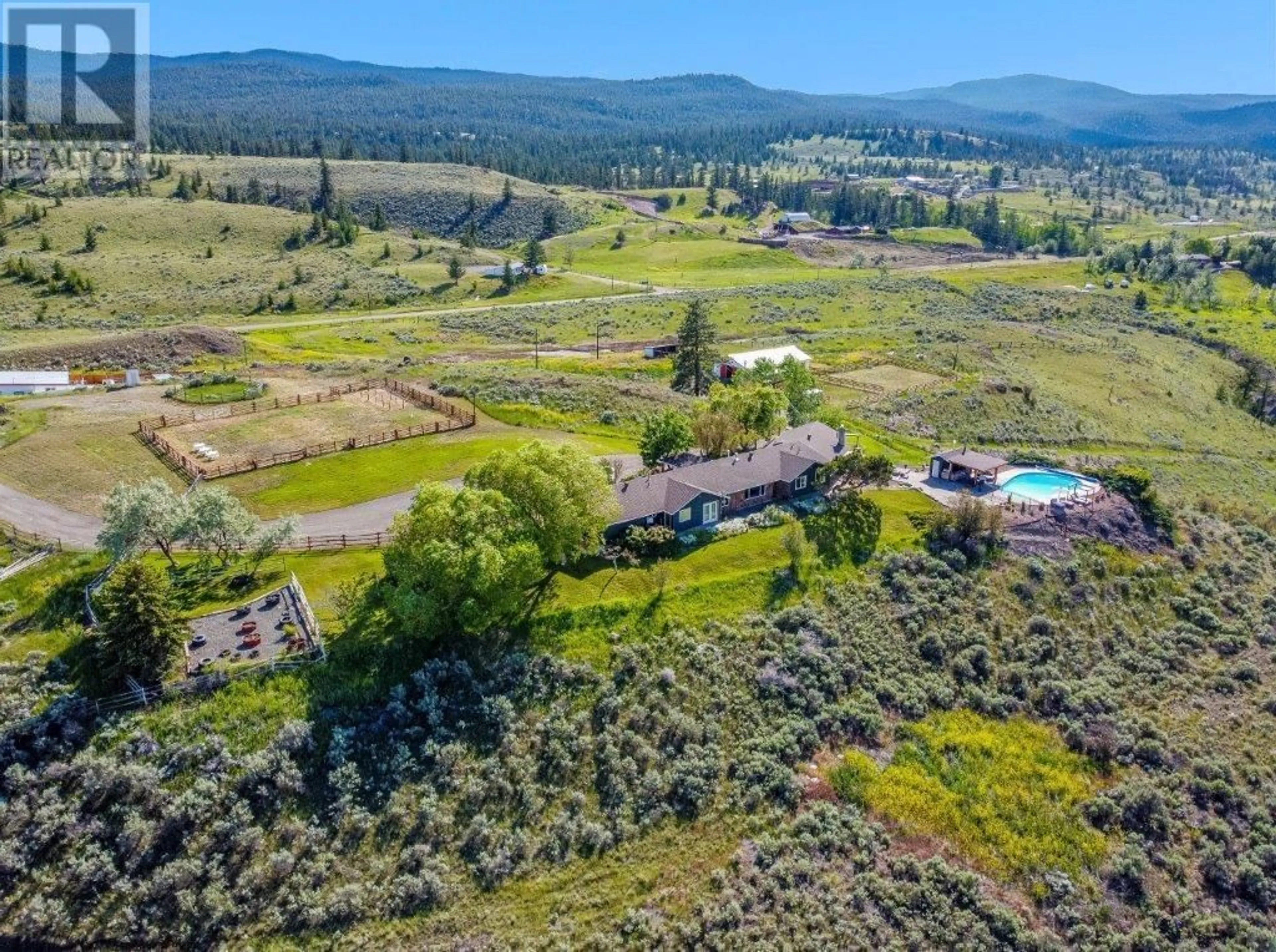 A pic from outside/outdoor area/front of a property/back of a property/a pic from drone, mountain view for 5657 BEATON Road, Kamloops British Columbia V1S2A4