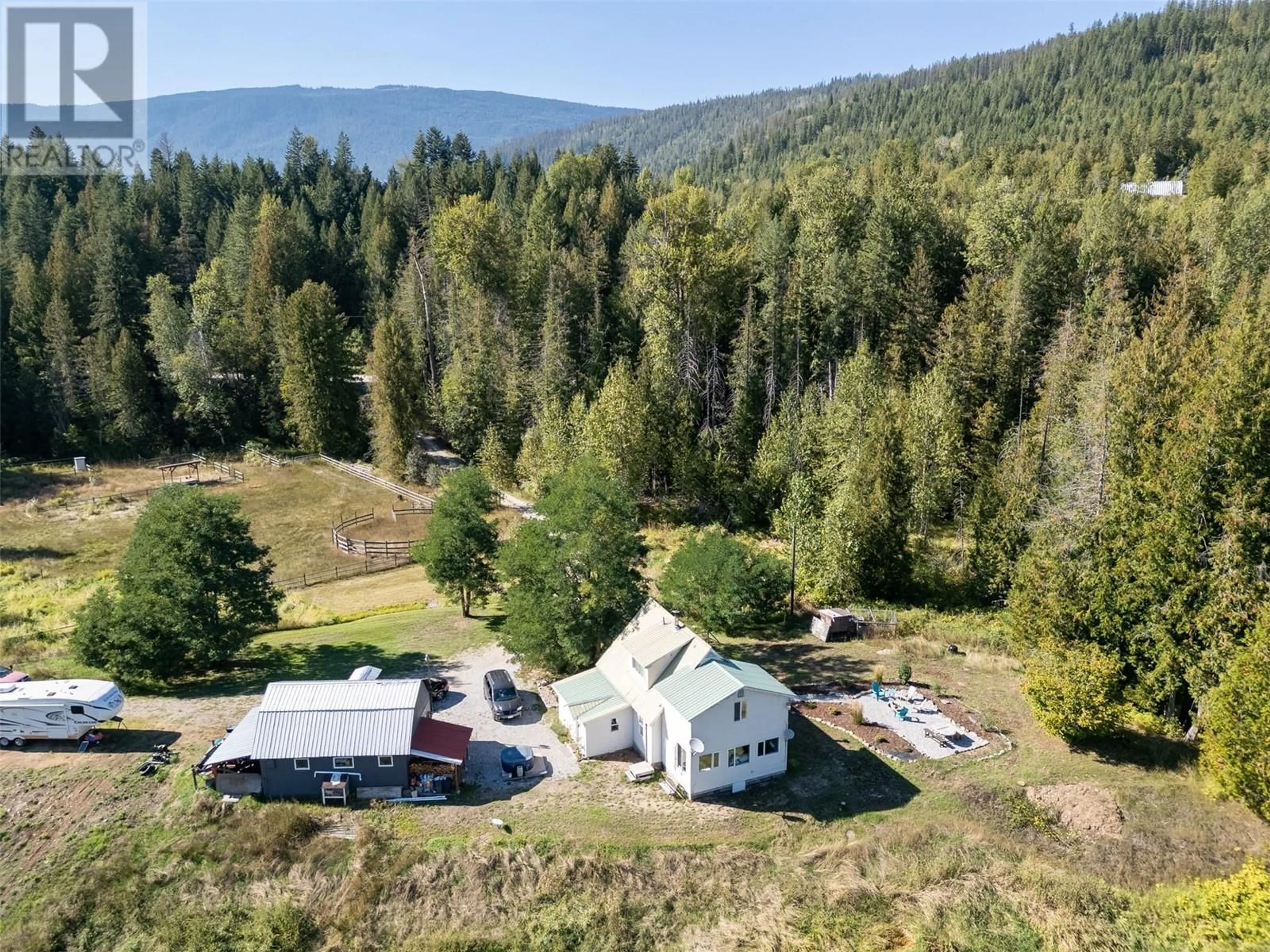 A pic from outside/outdoor area/front of a property/back of a property/a pic from drone, mountain view for 2904 ENDERBY MABEL LAKE ROAD, Enderby British Columbia V0E1V5